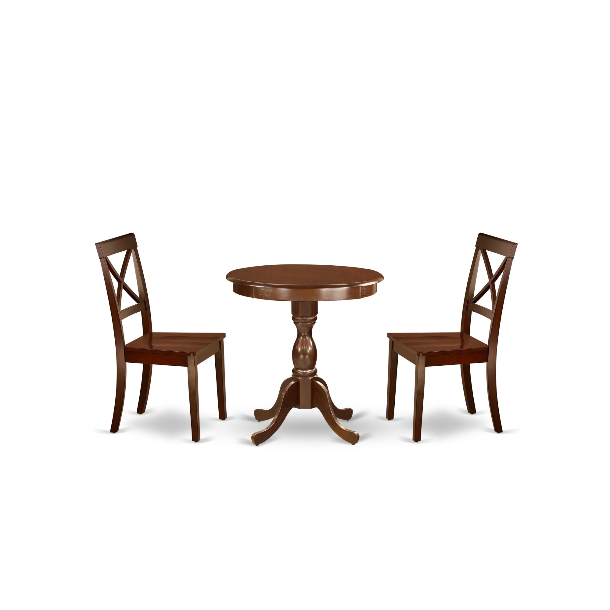 East West Furniture - Esbo3-Mah-W - 3-Pc Modern Dining Table Set - 2 Dining Room Chairs And 1 Dining Table (Mahogany Finish)