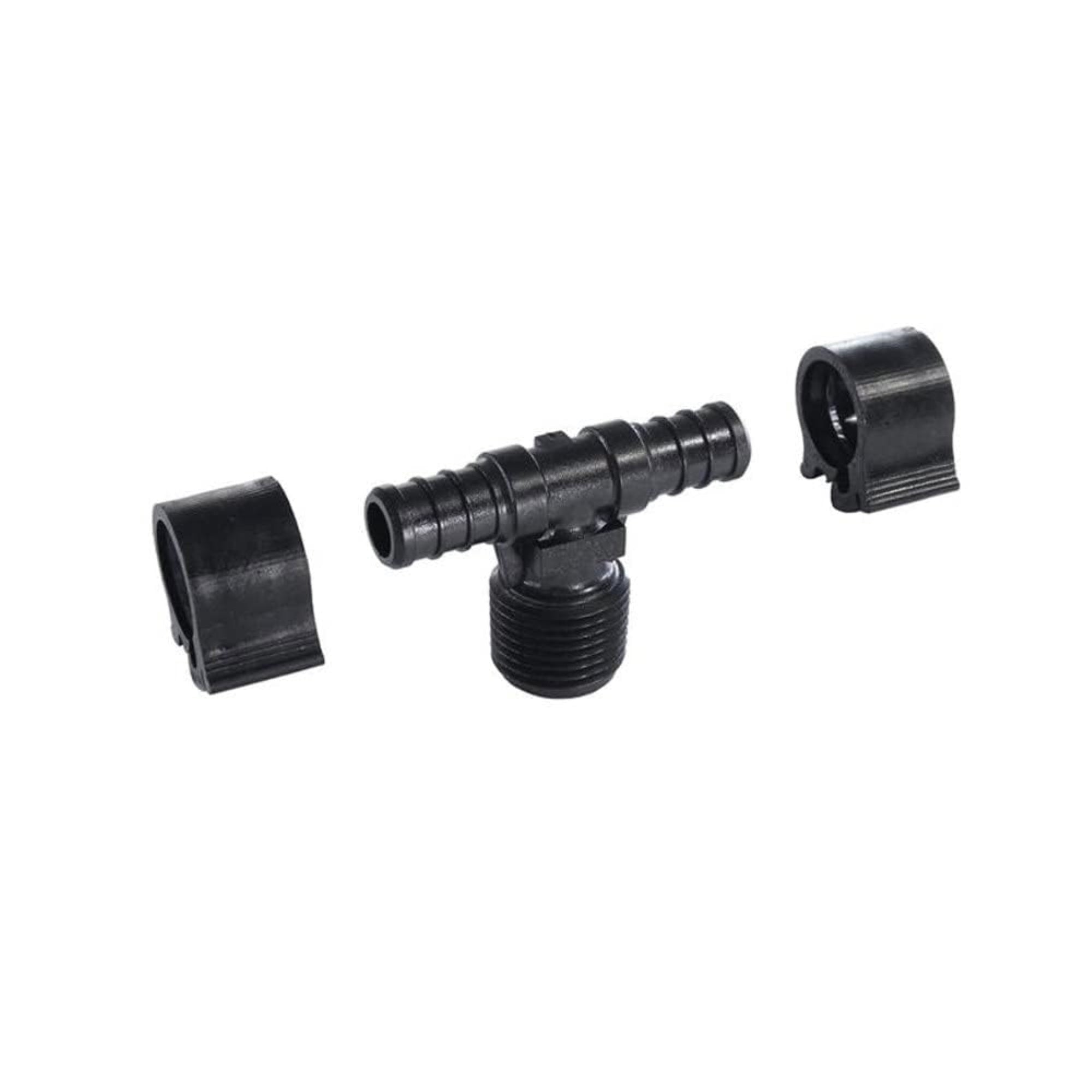 Pexlock 30822 Male Tee, 1/2' X 1/2' Mpt, Black