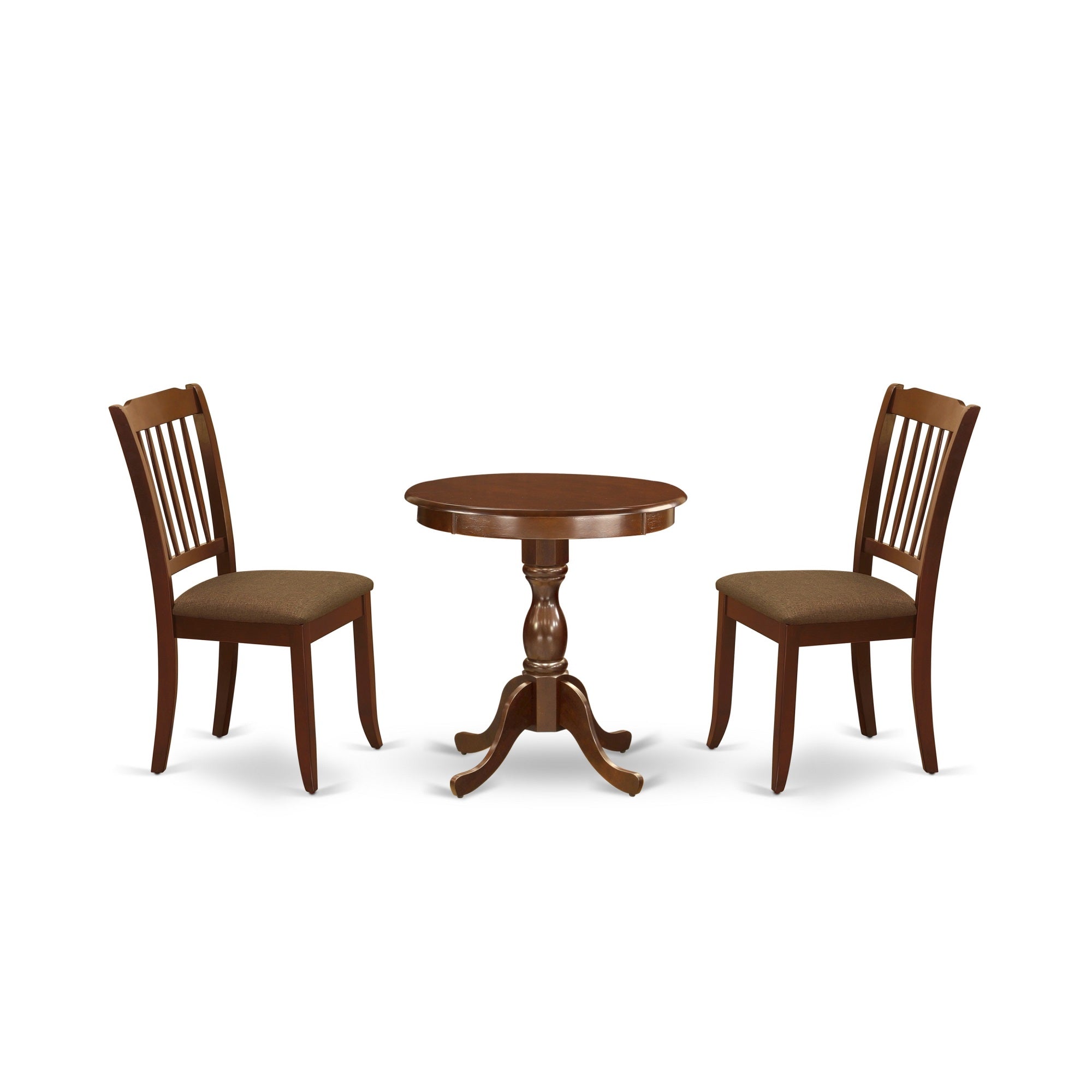 East West Furniture - Esda3-Mah-C - 3-Pc Kitchen Table Set - 2 Modern Wooden Dining Chairs And 1 Dining Room Table (Mahogany Finish)