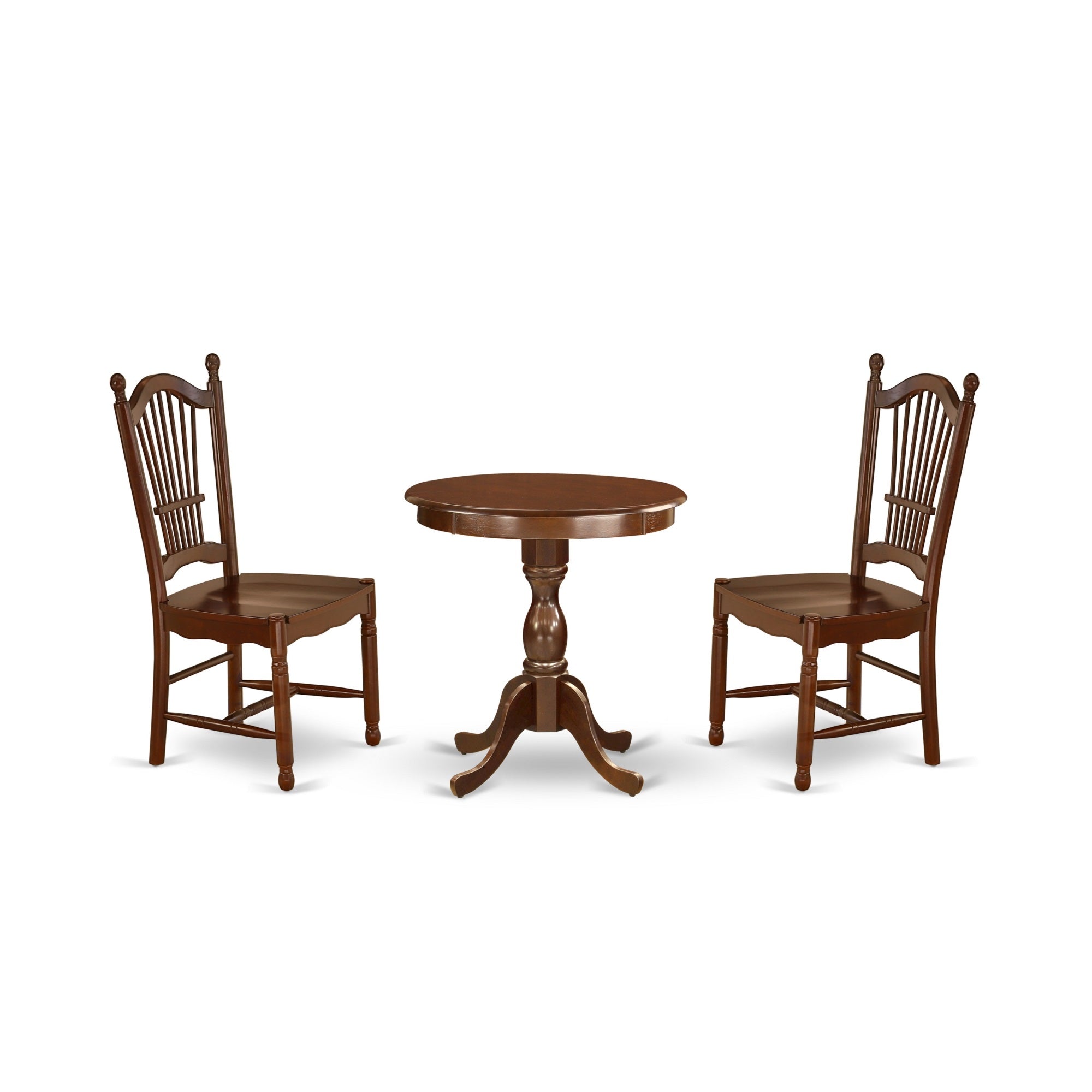 East West Furniture - Esdo3-Mah-W - 3-Pc Dining Set - 2 Wooden Dining Room Chairs And 1 Kitchen Dining Table (Mahogany Finish)