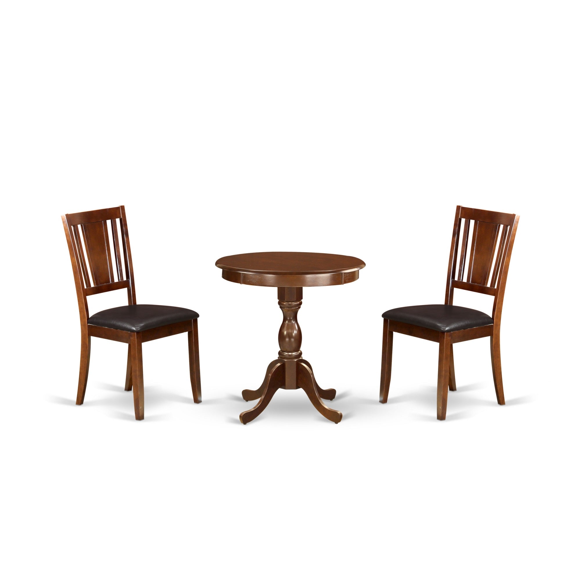 East West Furniture - Esdu3-Mah-Lc - 3-Pc Modern Dining Room Set - 2 Kitchen Dining Chairs And 1 Dining Room Table (Mahogany Finish)