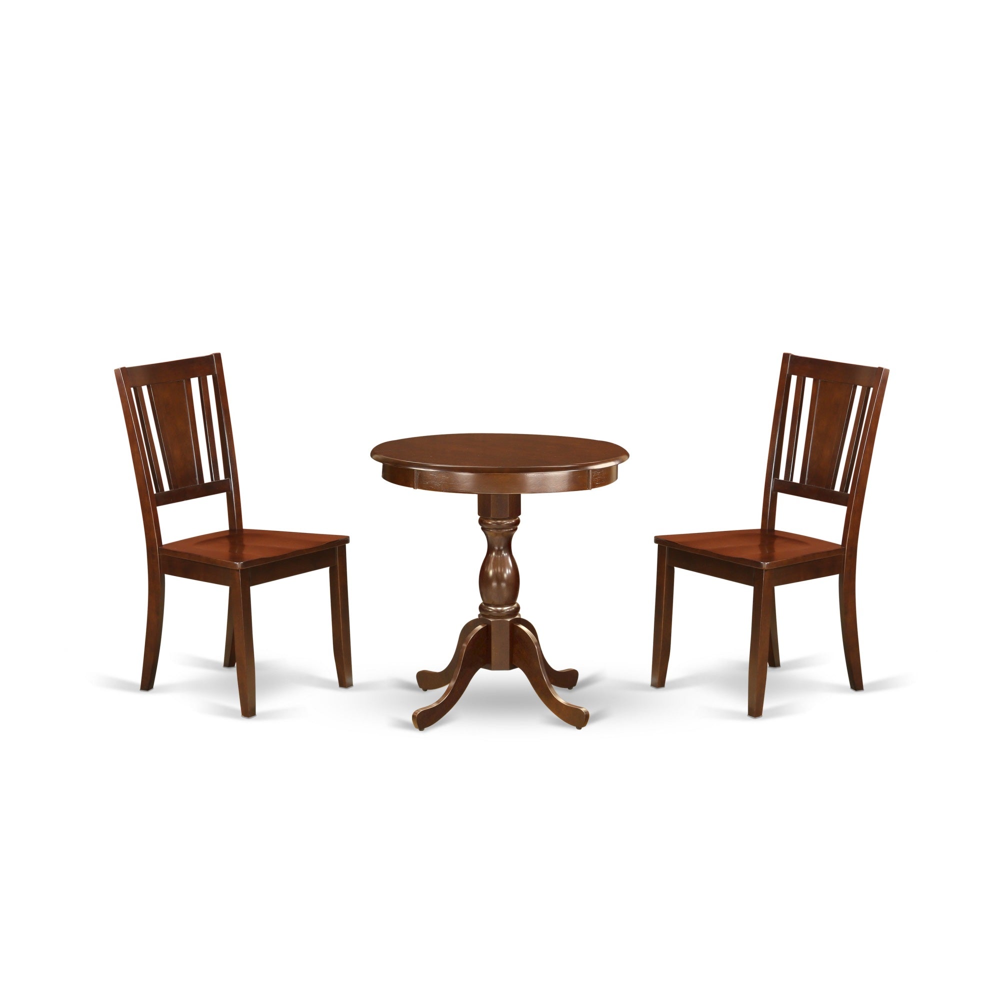 East West Furniture - Esdu3-Mah-W - 3-Pc Dining Table Set - 2 Dining Room Chairs And 1 Kitchen Dining Table (Mahogany Finish)