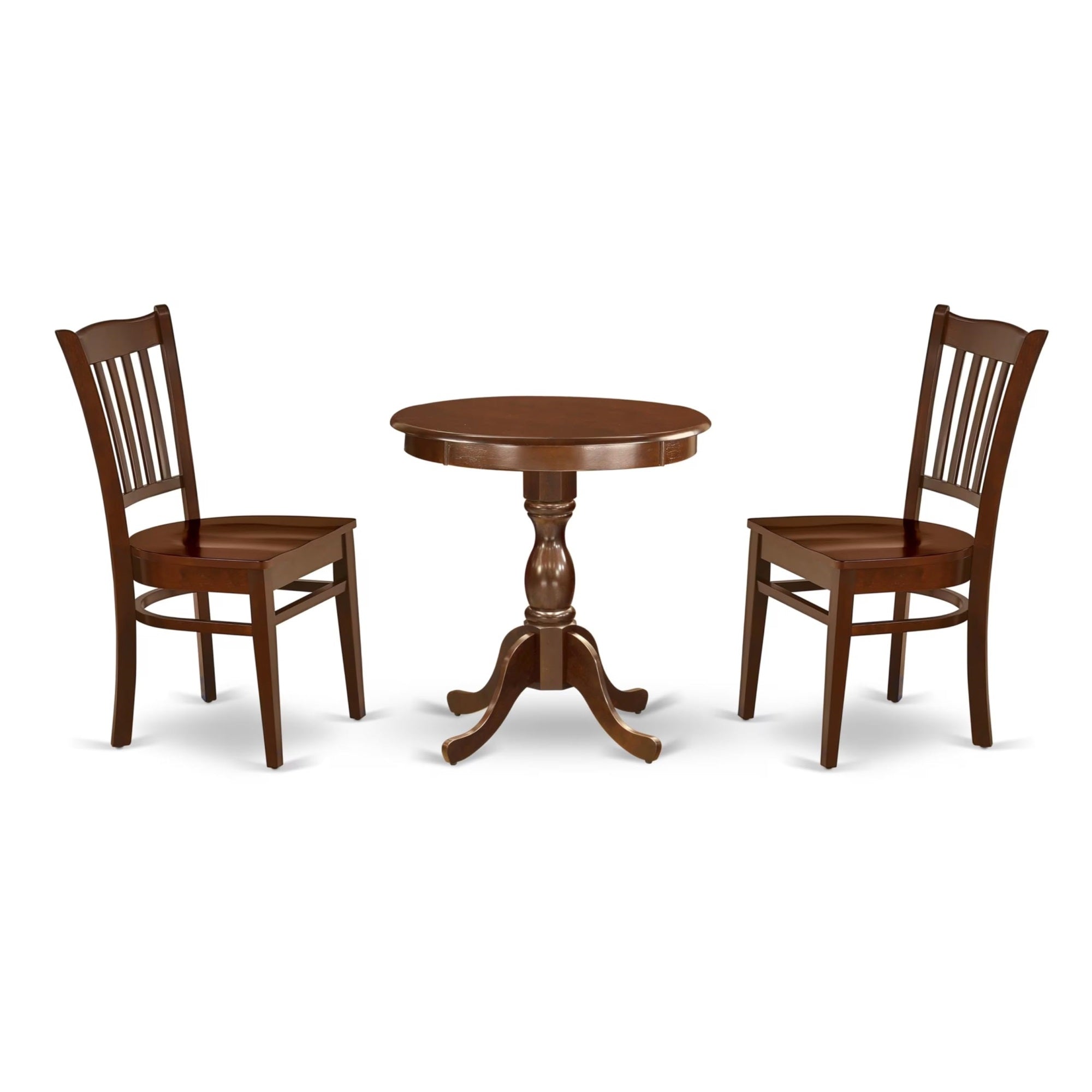 Casafoyer Esgr3-Mah-W Eden 3 Piece Set Contains A Round Dining Room Table With Pedestal And 2 Kitchen Chairs, 30X30 Inch, Mahogany