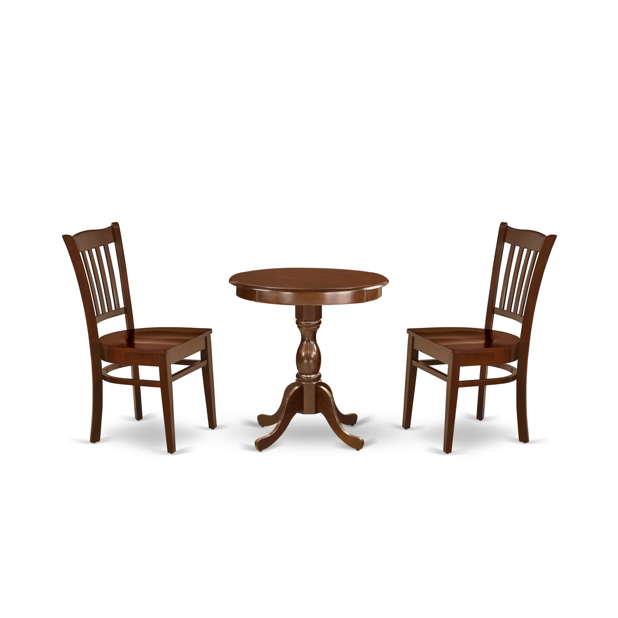 East West Furniture - Esgr3-Mah-W - 3-Pc Kitchen Dining Set - 2 Mid Century Dining Chairs And 1 Wooden Dining Table (Mahogany Finish)