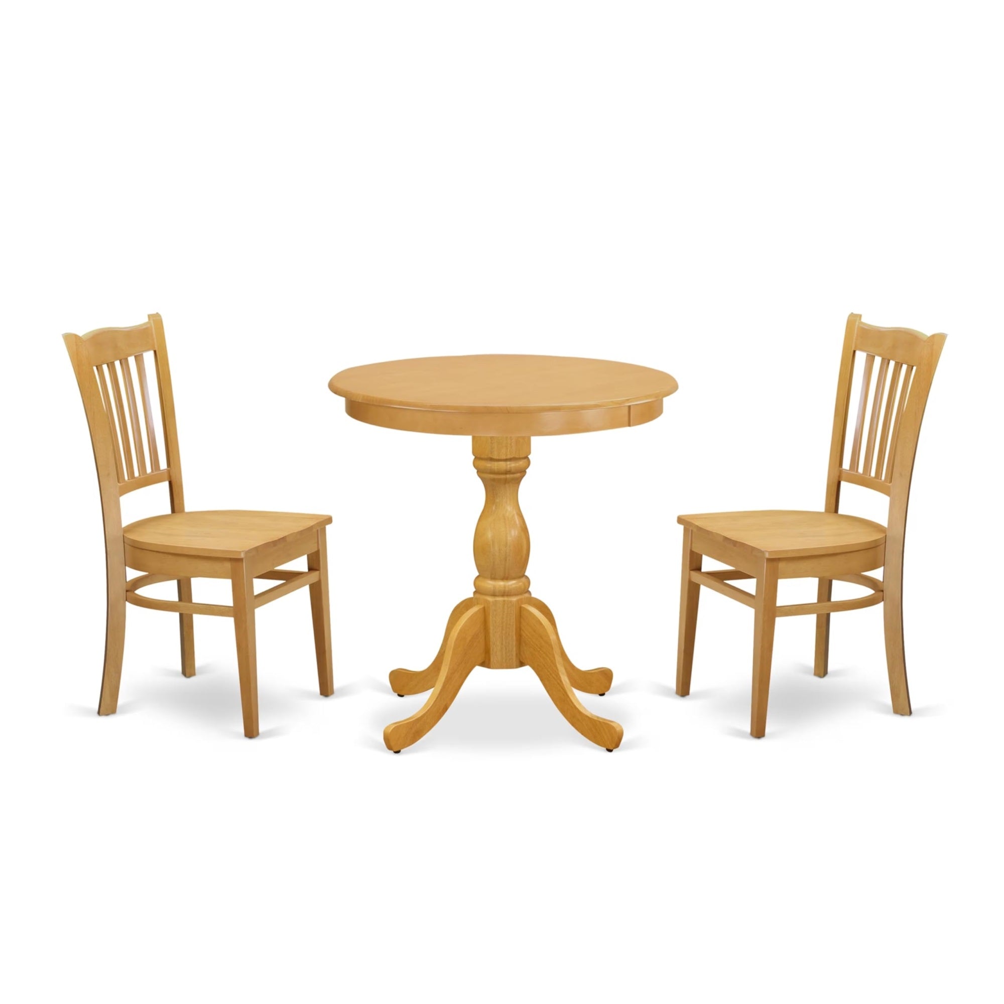 Casafoyer Esgr3-Oak-W Eden 3 Piece Room Furniture Set Contains A Round Kitchen Table With Pedestal And 2 Dining Chairs, 30X30 Inch, Oak