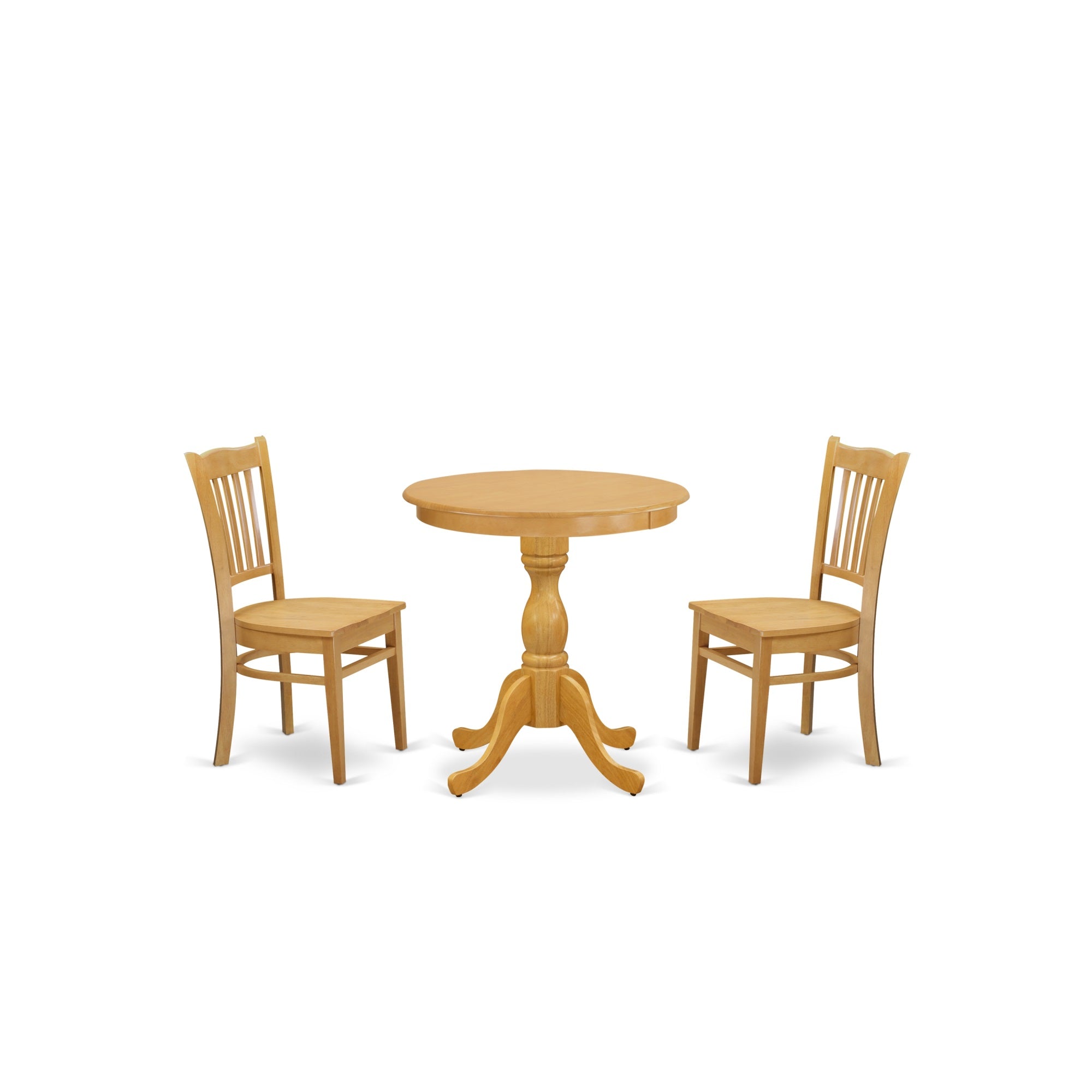 East West Furniture - Esgr3-Oak-W - 3-Pc Dining Table Set - 2 Kitchen Dining Chairs And 1 Wooden Dining Table (Oak Finish)