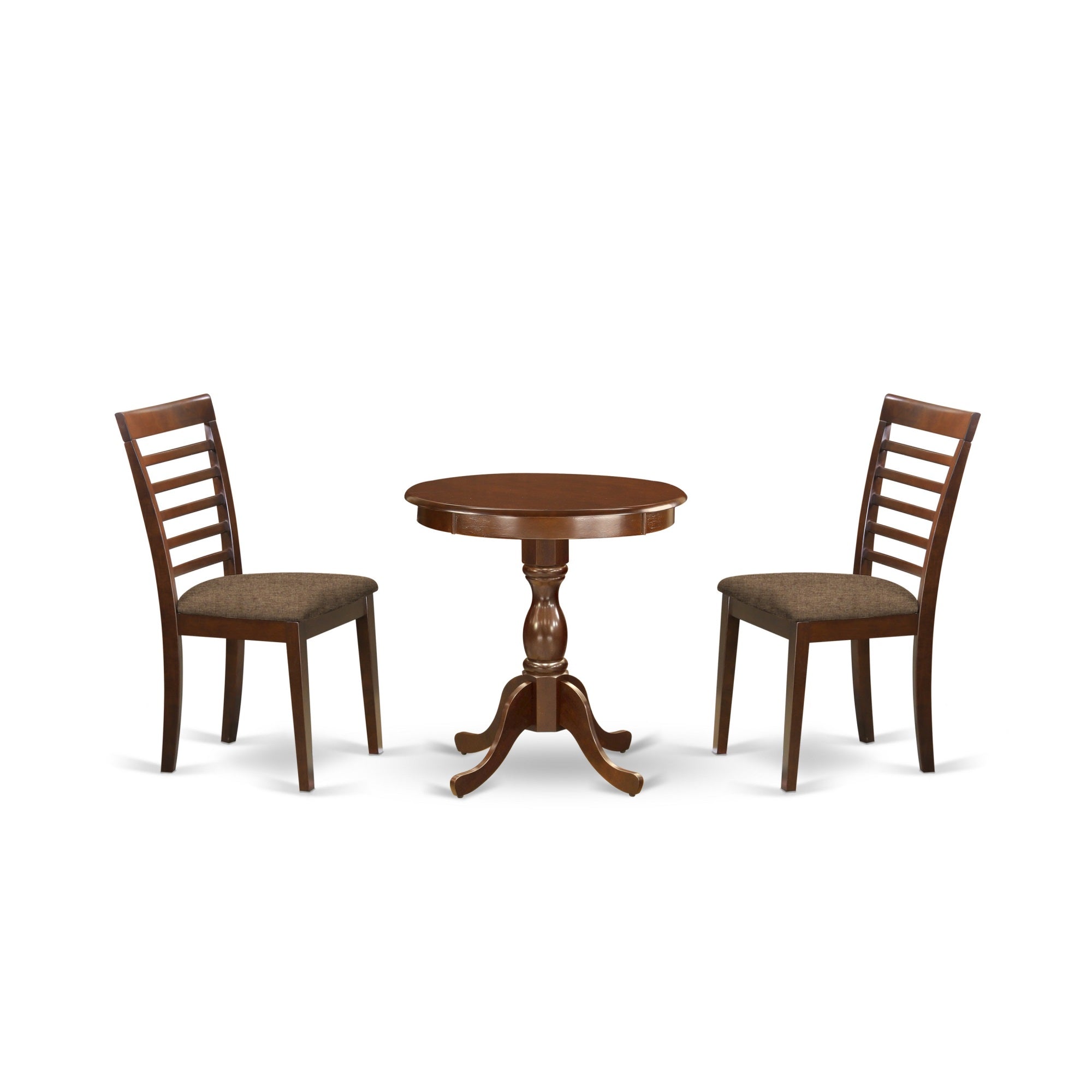 East West Furniture - Esml3-Mah-C - 3-Pc Modern Kitchen Dining Room Set - 2 Wooden Dining Room Chairs And 1 Dining Table (Mahogany Finish)