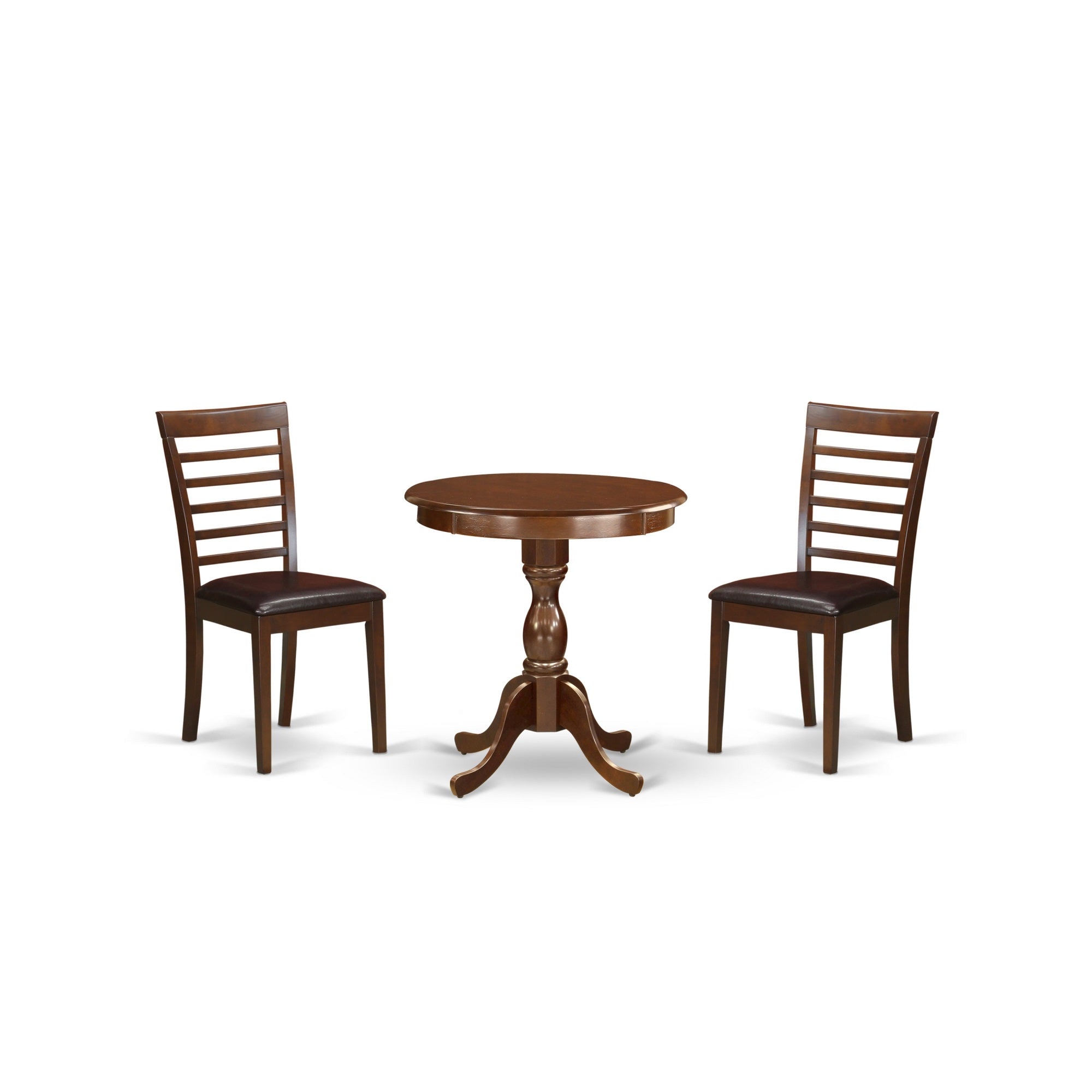 East West Furniture - Esml3-Mah-Lc - 3-Pc Kitchen Dining Set - 2 Dining Room Chairs And 1 Modern Dining Table (Mahogany Finish)
