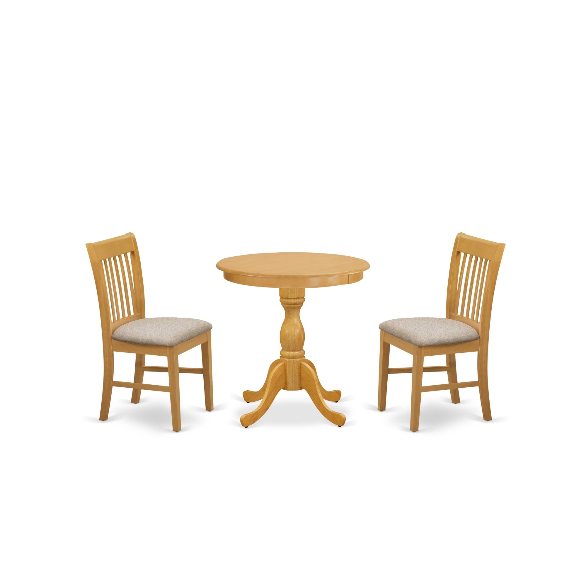 East West Furniture - Esnf3-Oak-C - 3-Pc Modern Dining Set - 2 Mid Century Dining Chairs And 1 Kitchen Dining Table (Oak Finish)