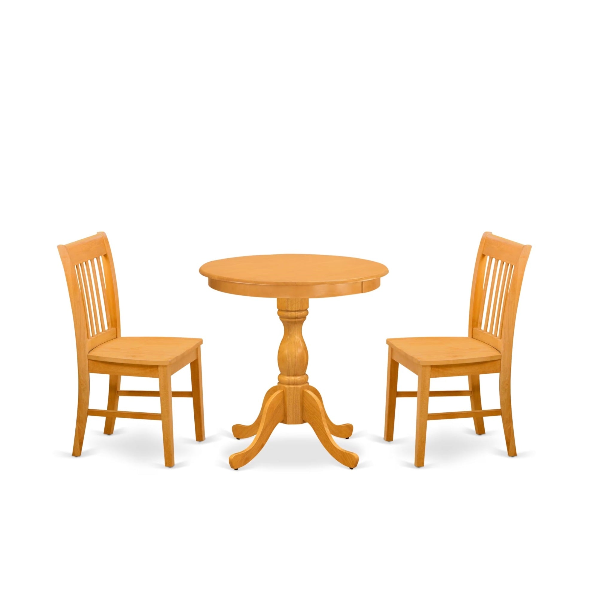 Casafoyer Esnf3-Oak-W 3 Piece Dining Set Contains A Round Dining Table With Pedestal And 2 Kitchen Chairs, 30X30 Inch, Oak