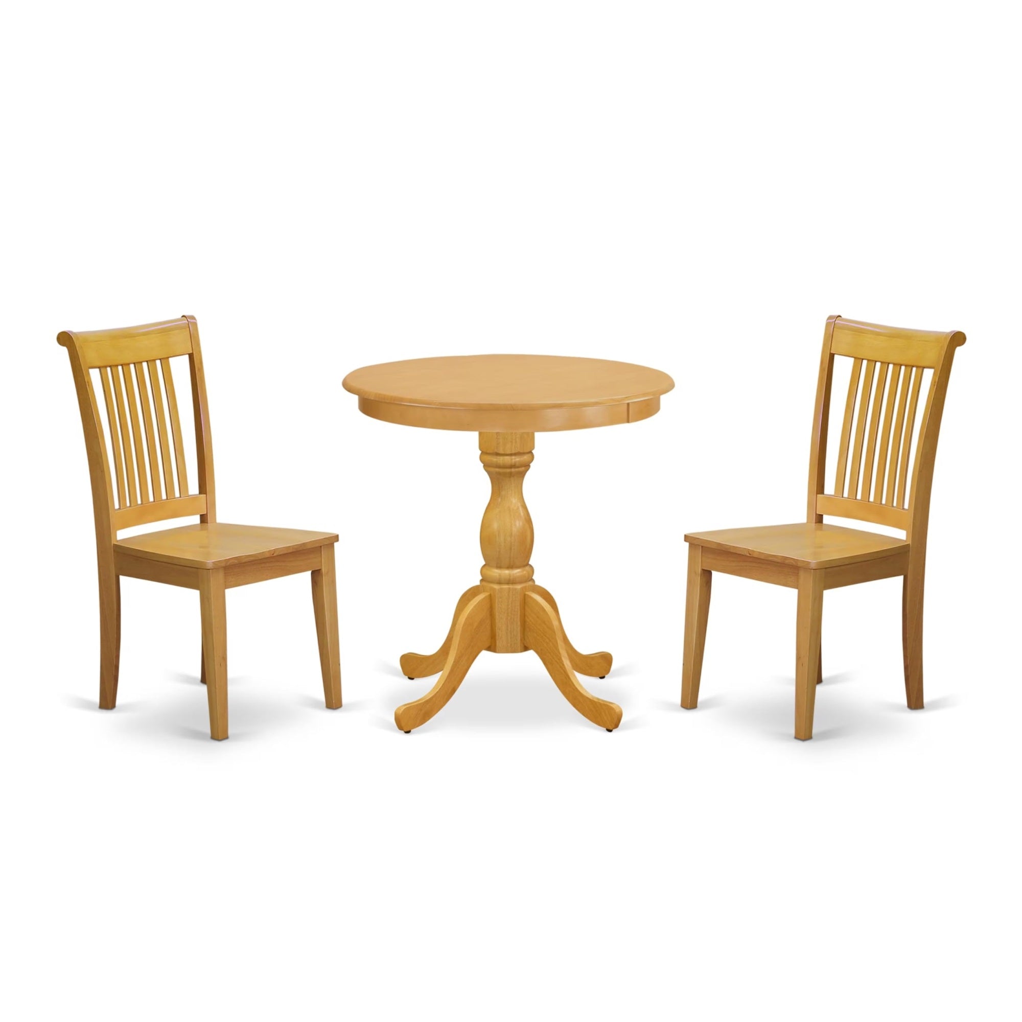 Casafoyer Espo3-Oak-W 3 Piece Dining Room Furniture Set Contains A Round Kitchen Table With Pedestal And 2 Dining Chairs, 30X30 Inch, Oak