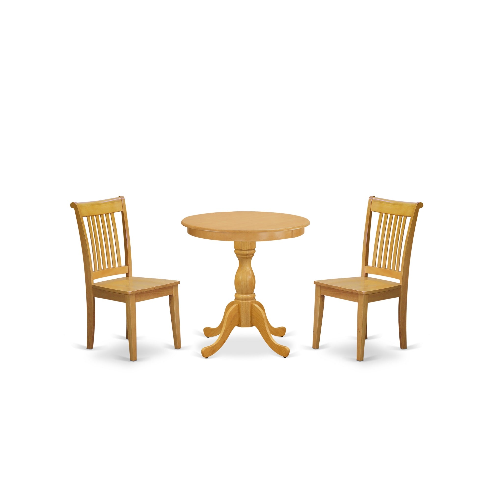 East West Furniture - Espo3-Oak-W - 3-Pc Modern Dining Room Table Set - 2 Wooden Dining Room Chairs And 1 Wood Dining Table (Oak Finish)