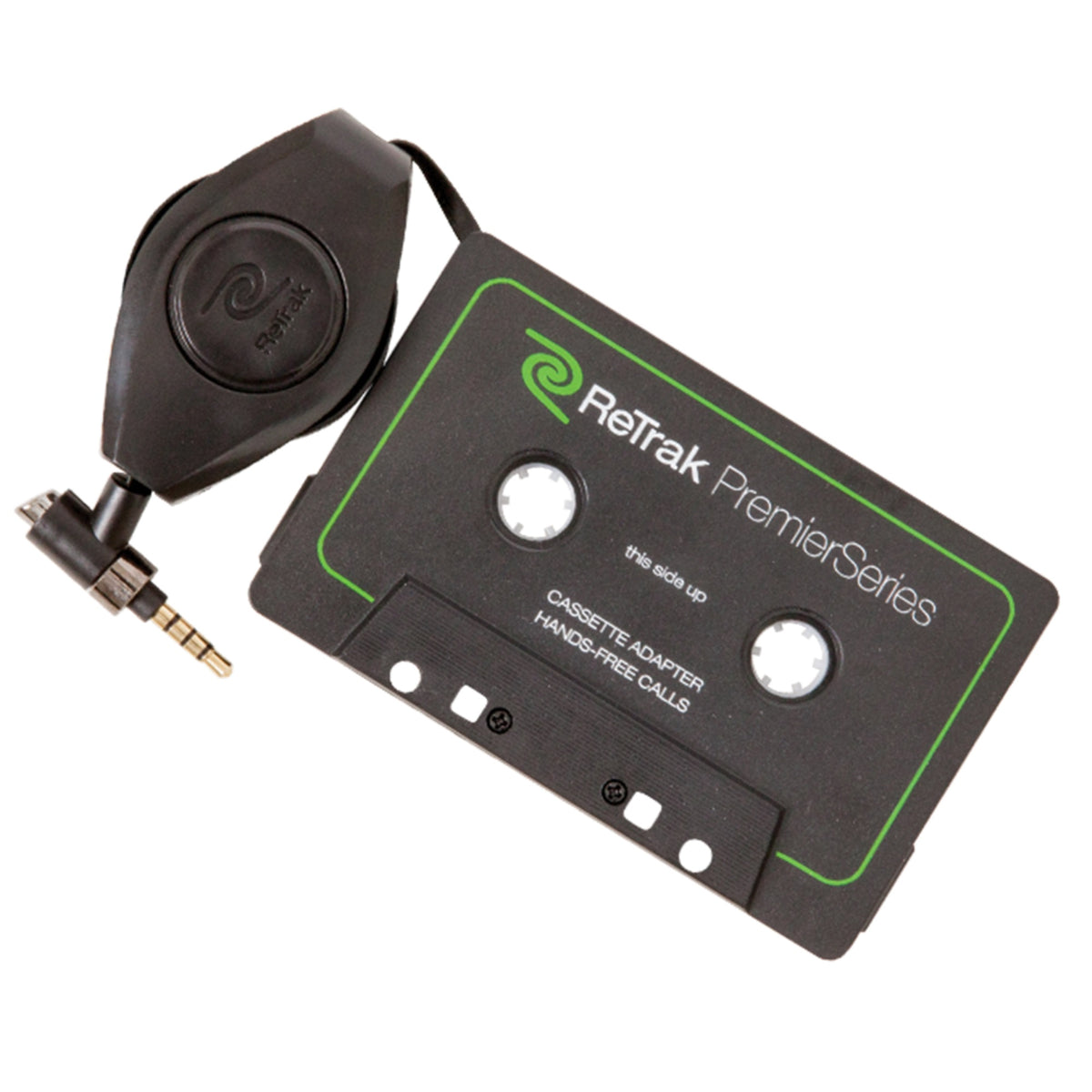 Mic And Retractable Cassette Adapter For Hands-Free Calls And Audio - Black