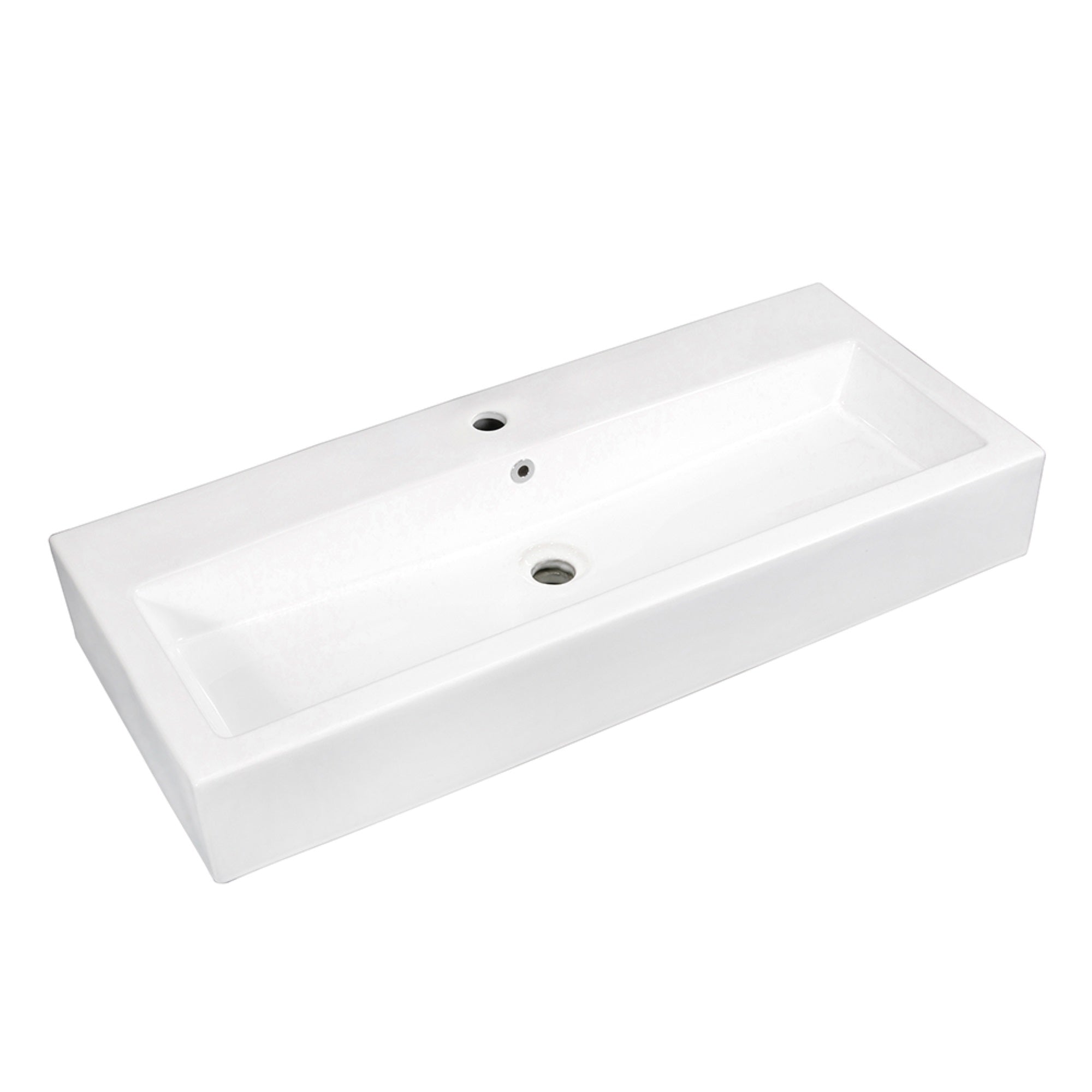 Fauceture Ev3917 Elongated 39 X 17 Rectangular White Vessel Sink, White