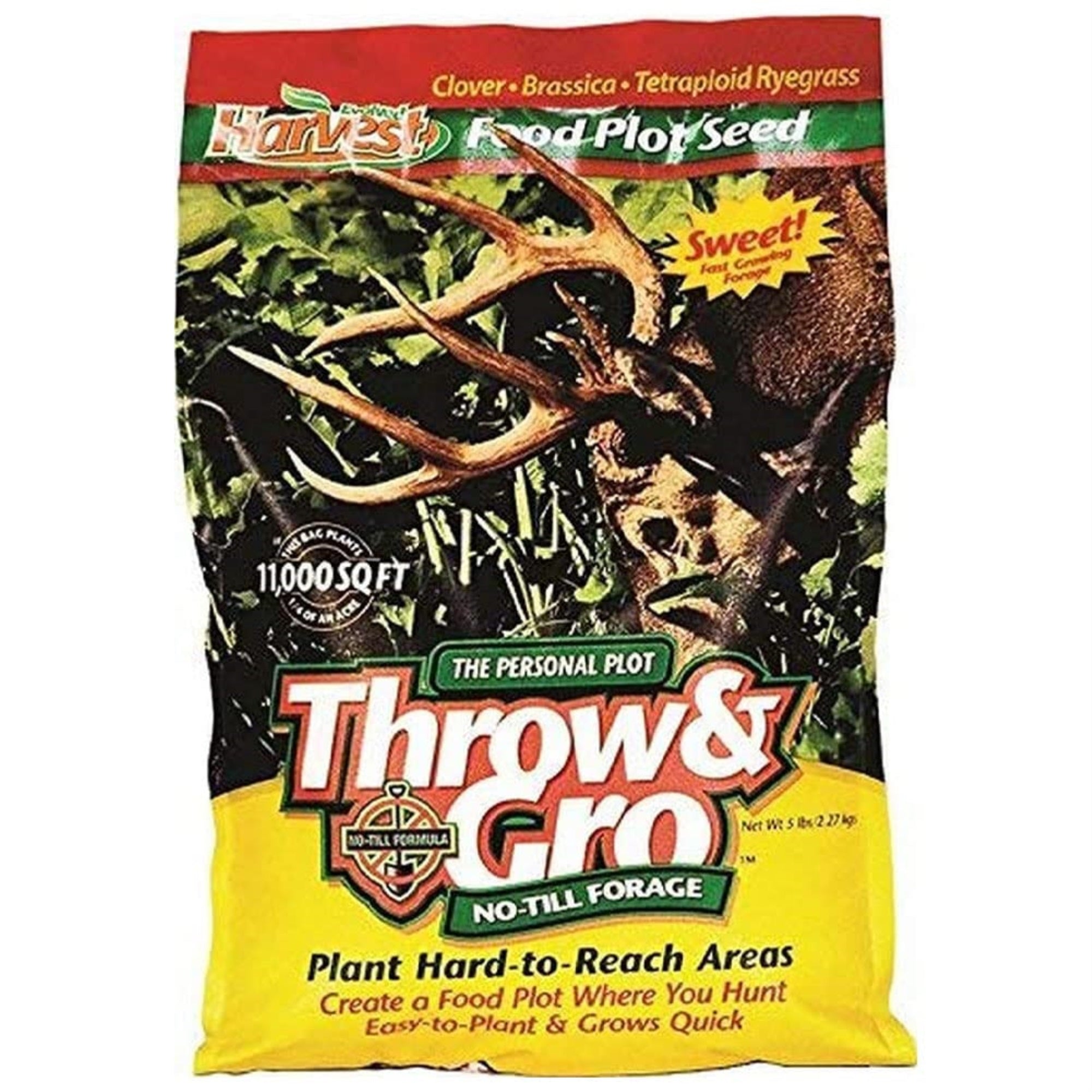 Evolved Harvest Throw & Gro No-Till Forage For Deer - Easy-To-Plant Fast-Growing Food Plot Seeds, 5 Lbs