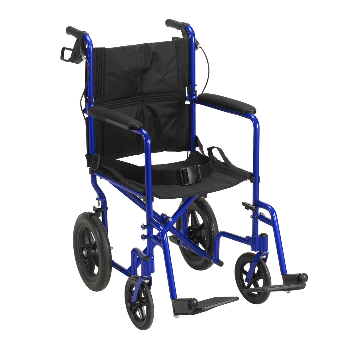 Lightweight Expedition Transport Wheelchair With Hand Brakes, Blue