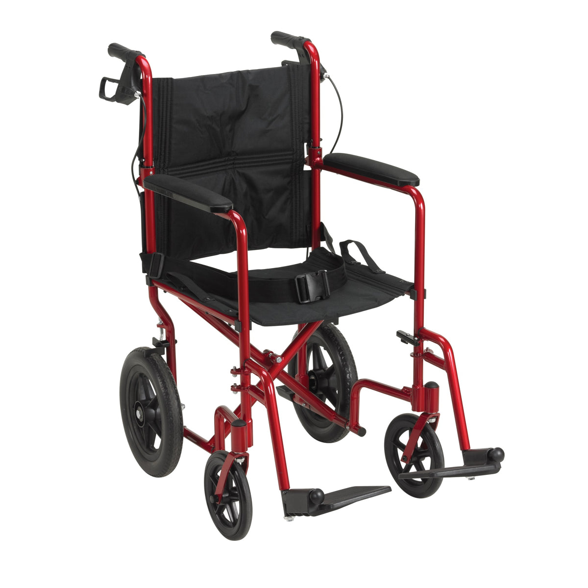 Lightweight Expedition Transport Wheelchair With Hand Brakes, Red
