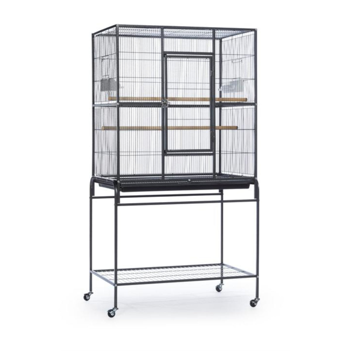 Powder-Coated Steel Construction Flight Cage W/ Stand - Black