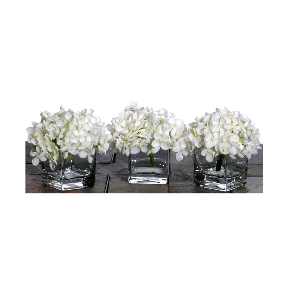 Vickerman Mini Hydrangea w/acrylic water 3/set - F10027