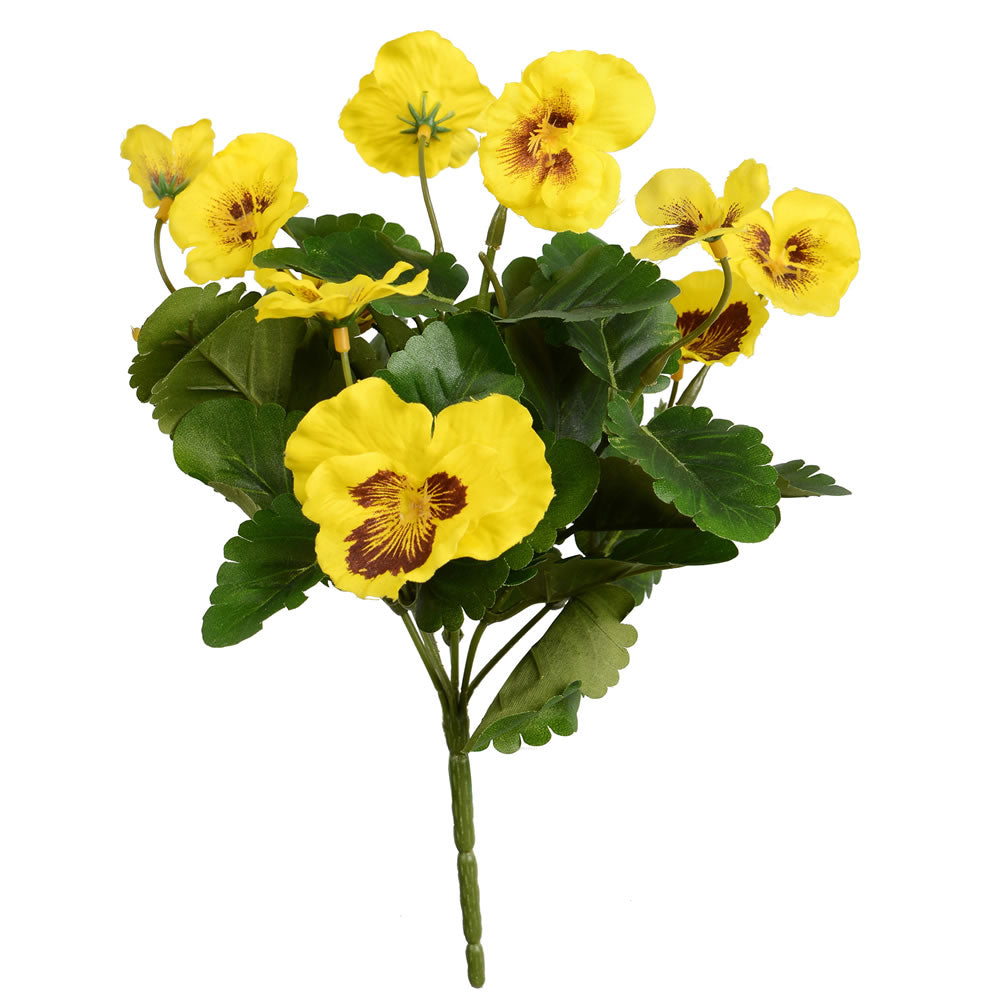 Vickerman 10” Yellow Pansy Bush 4/Pk - FA186401