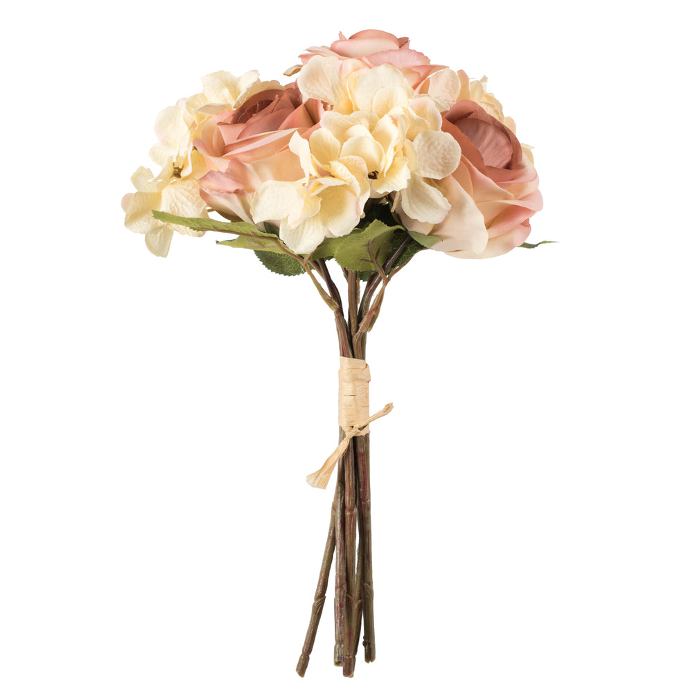 Vickerman 13” Cream Pk Rose Hydrangea Bundle 2/pk - FA191007