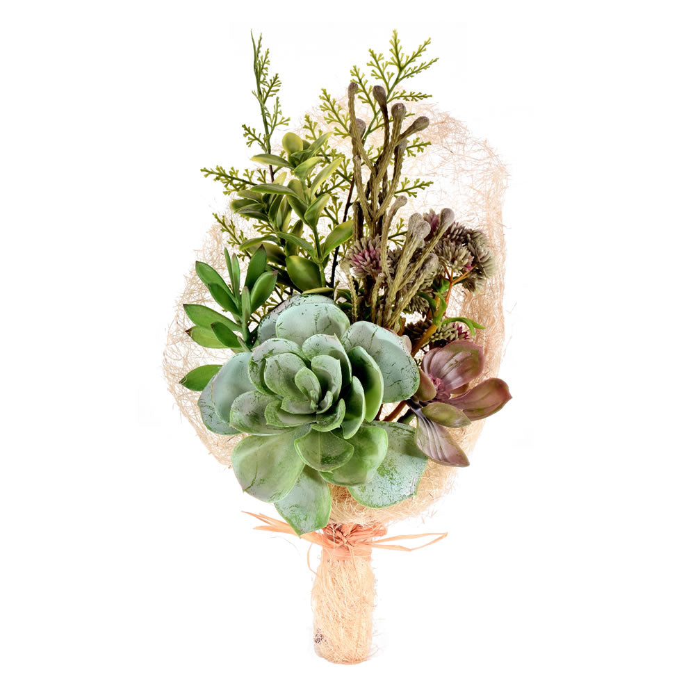 Vickerman 15” Green Succulent Bouquet - FA192315