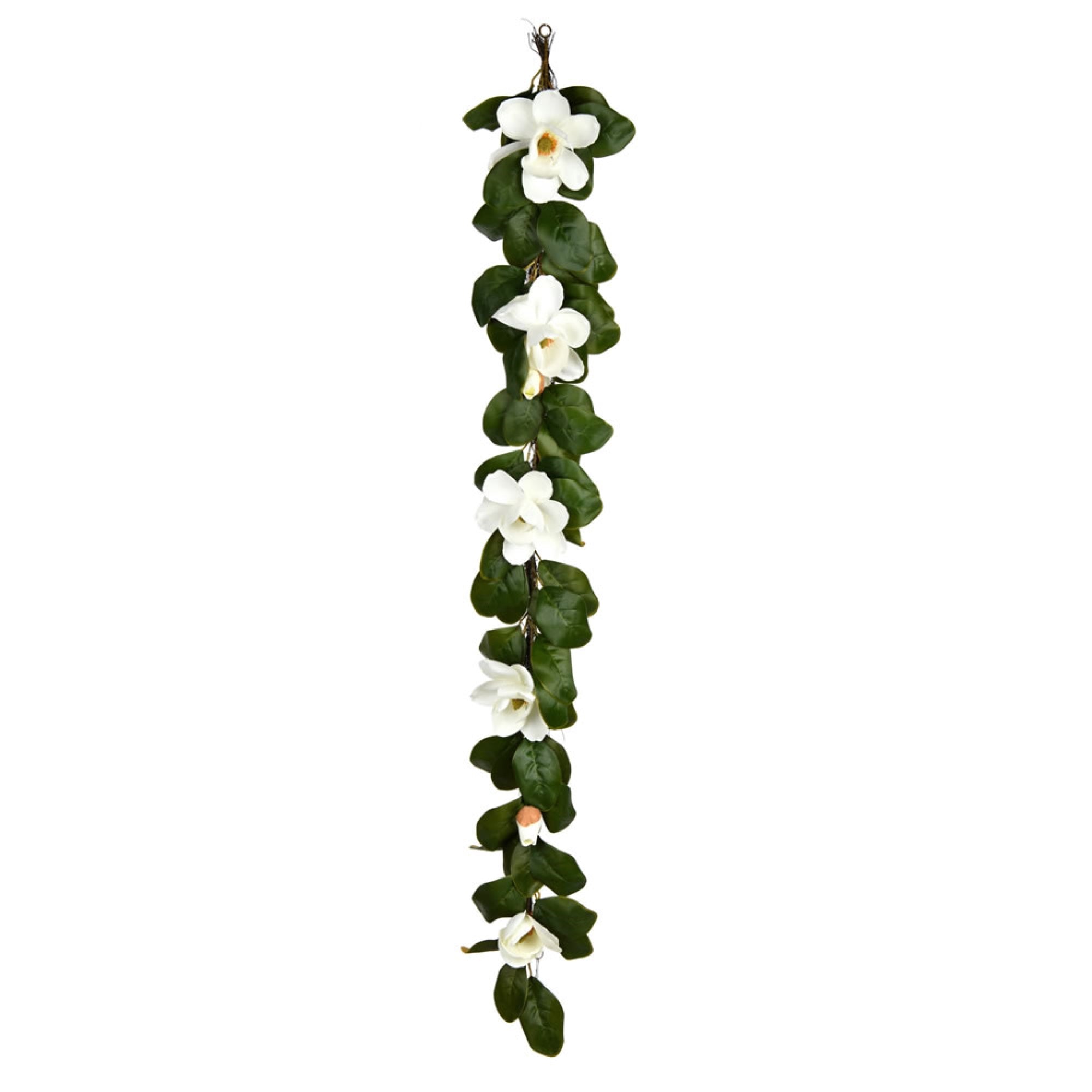 76” White Magnolia Garland