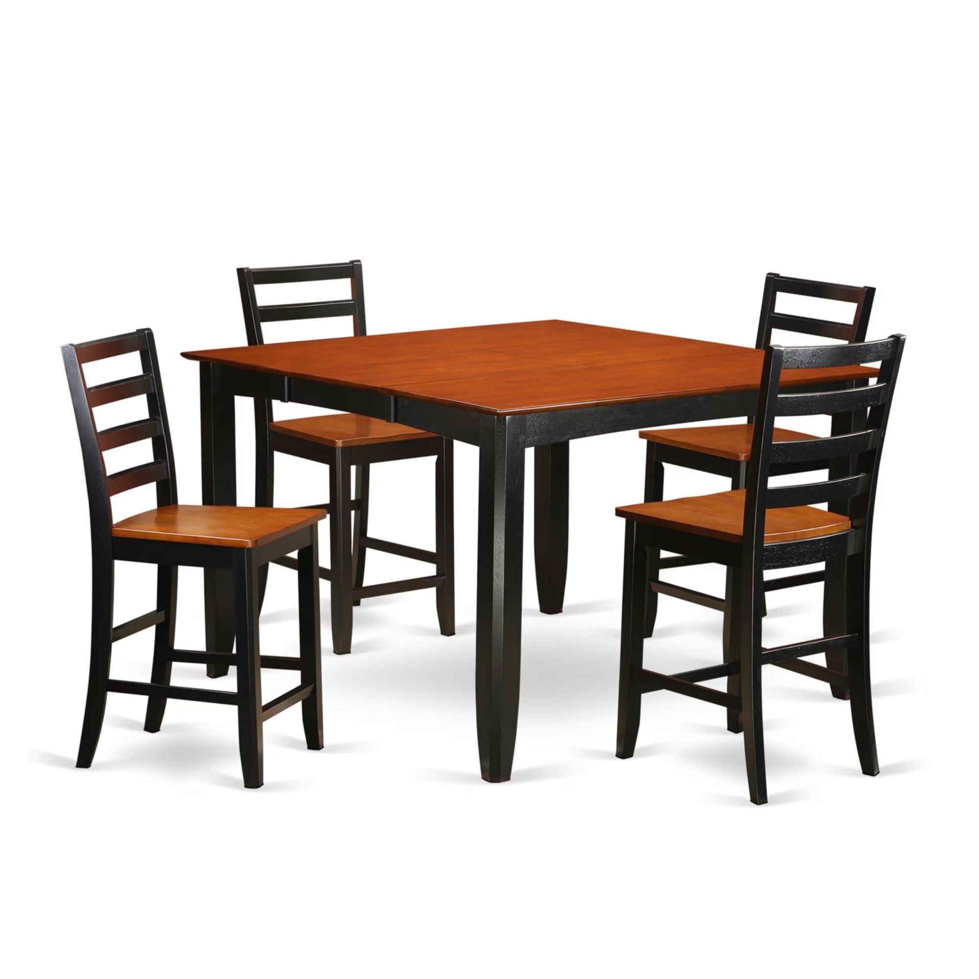 Casafoyer Fair5-Blk-W Fairwind 5 Piece Kitchen Counter Height Set Includes A Square Pub Table With Pedestal And 4 Dining Room Chairs, 54X54 Inch