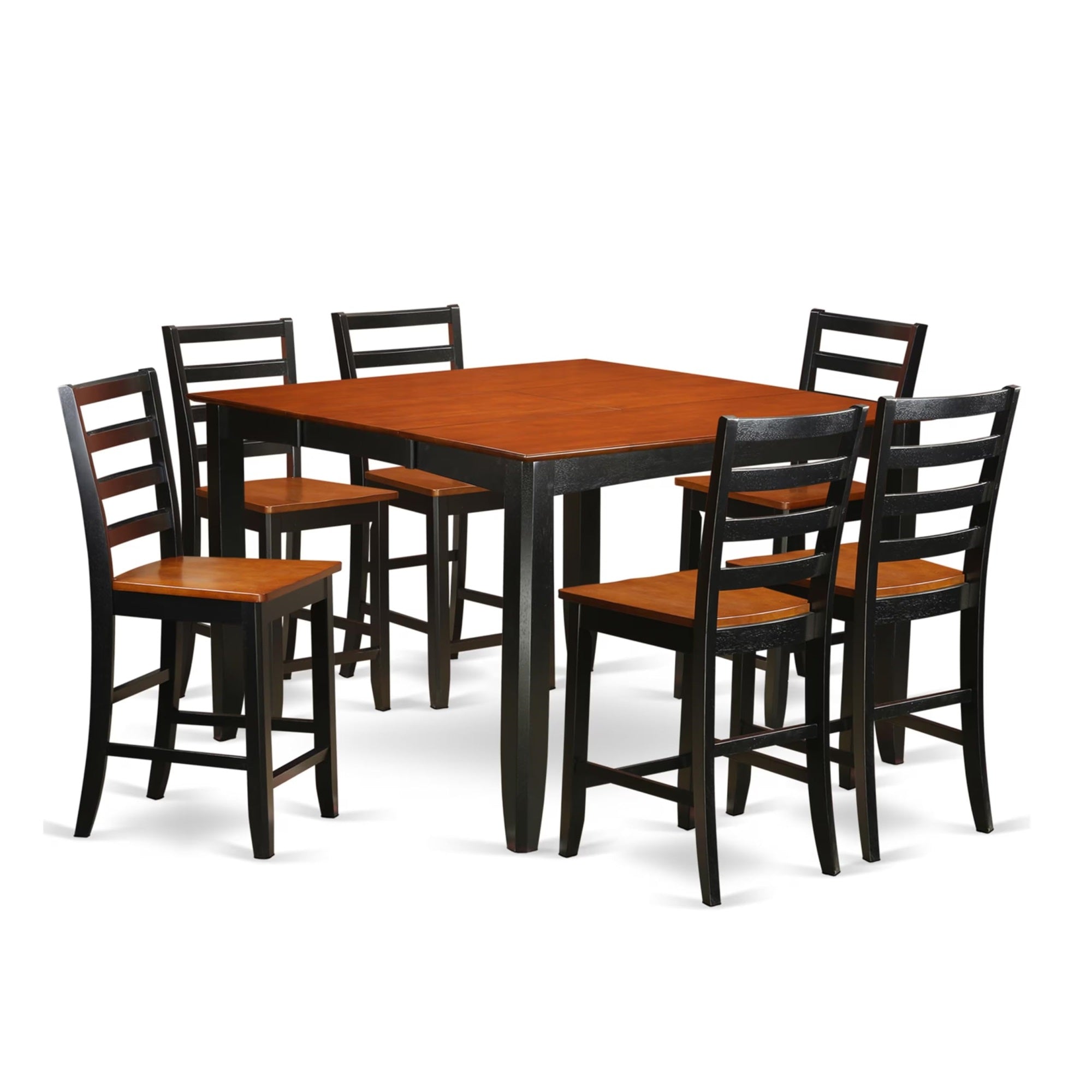 Casafoyer Fair7-Blk-W Fairwind 7 Piece Kitchen Counter Height Set Consist Of A Square Pub Table With Pedestal And 6 Dining Room Chairs, 54X54 Inch