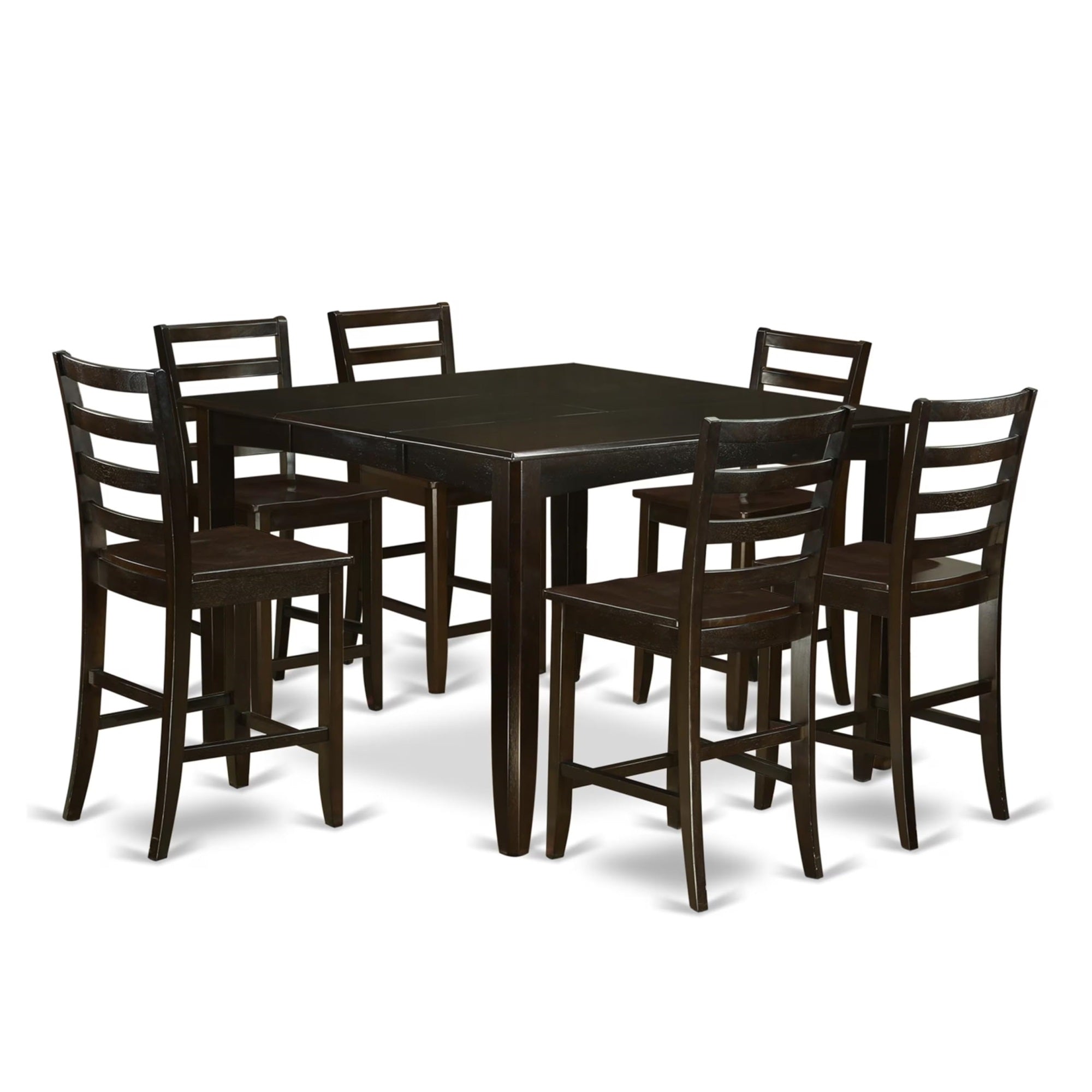 Casafoyer Fair7-Cap-W 7 Piece Kitchen Counter Set Consist Of A Square Dining Table With Pedestal And 6 Dining Room Chairs, 54X54 Inch, Cappuccino