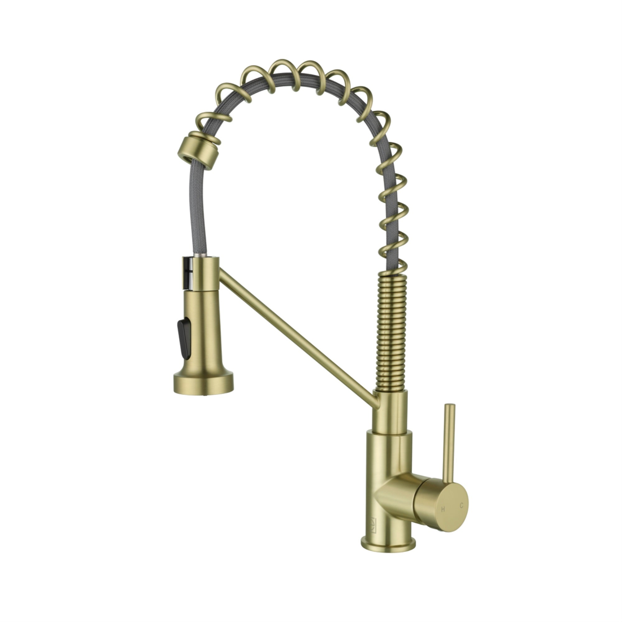 Yara Single Handle Pull Down Sprayer Kitchen Faucet In Brushed Gold