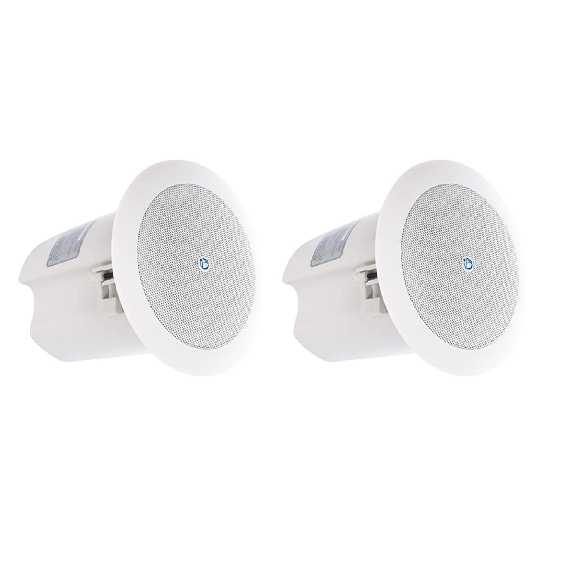 4″ In-Ceiling Speaker 16W 70/100v Transformer Ported Enclosure White Pair