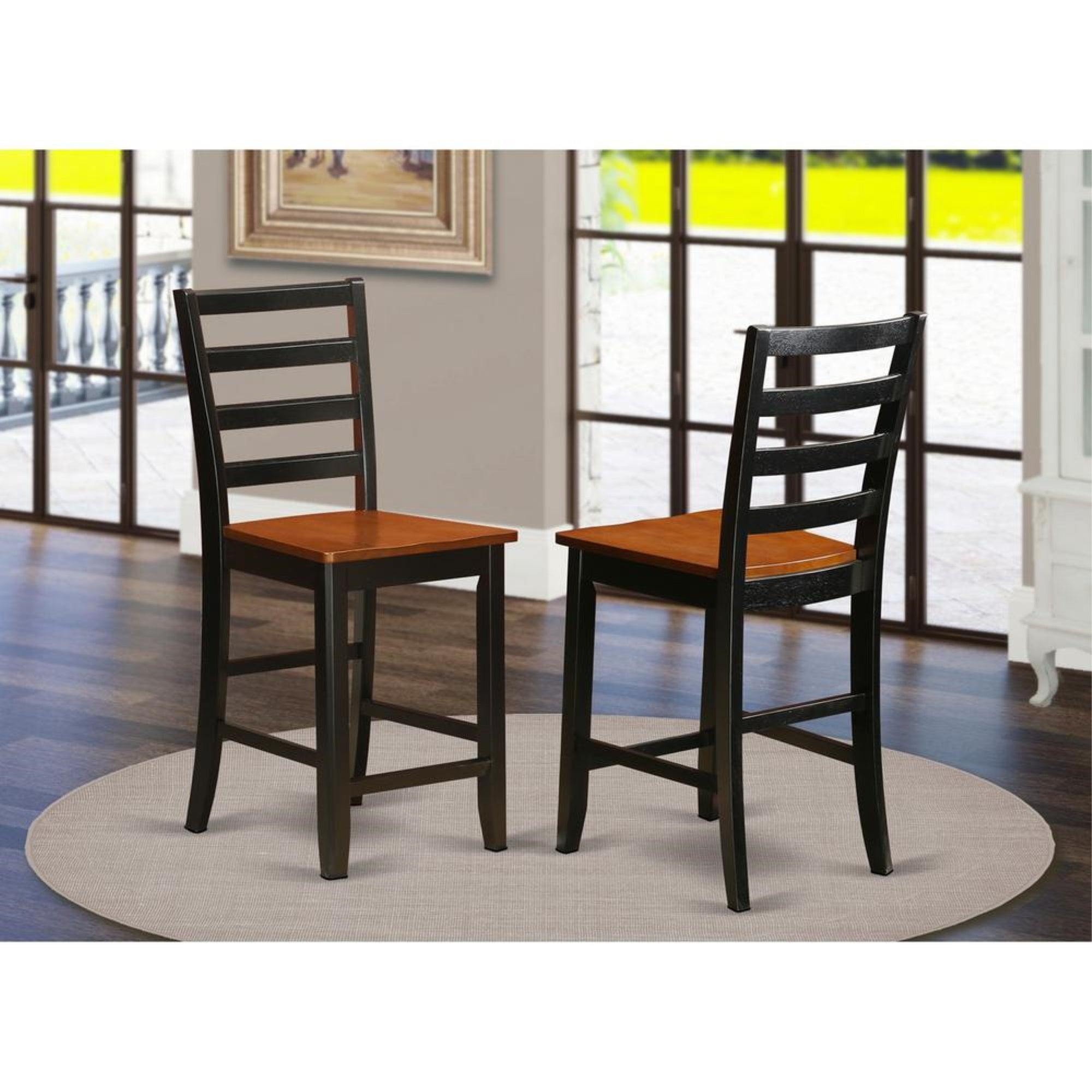 Fairwinds  Stool with  lader  back in Black  &  Cherry,  Set  of  2