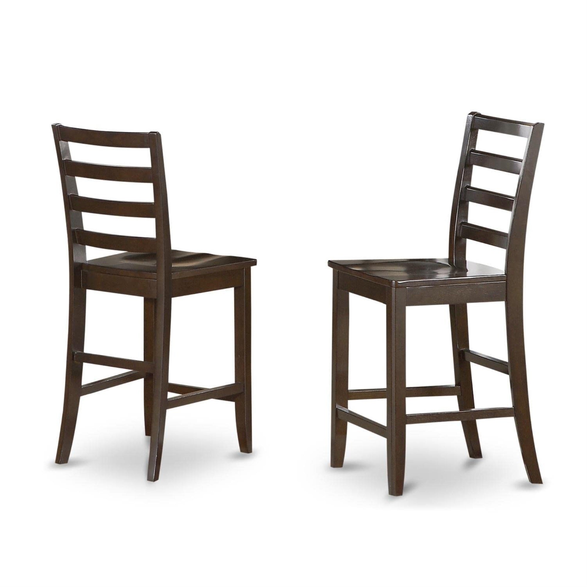 Casafoyer Fas-Cap-W Fairwind Counter Height Dining Stools - Ladder Back Wood Seat Chairs, Set Of 2, Cappuccino
