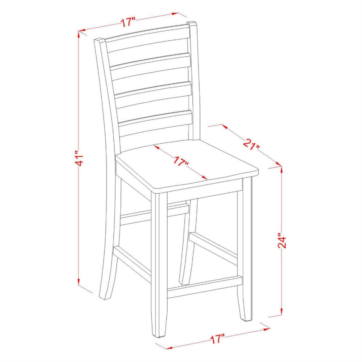 Yardlio Stylish Counter Height Dining Kitchen Bar Stool | Modern Tapered Legs | Black & Cherry Finish | Set Of 2 Chairs