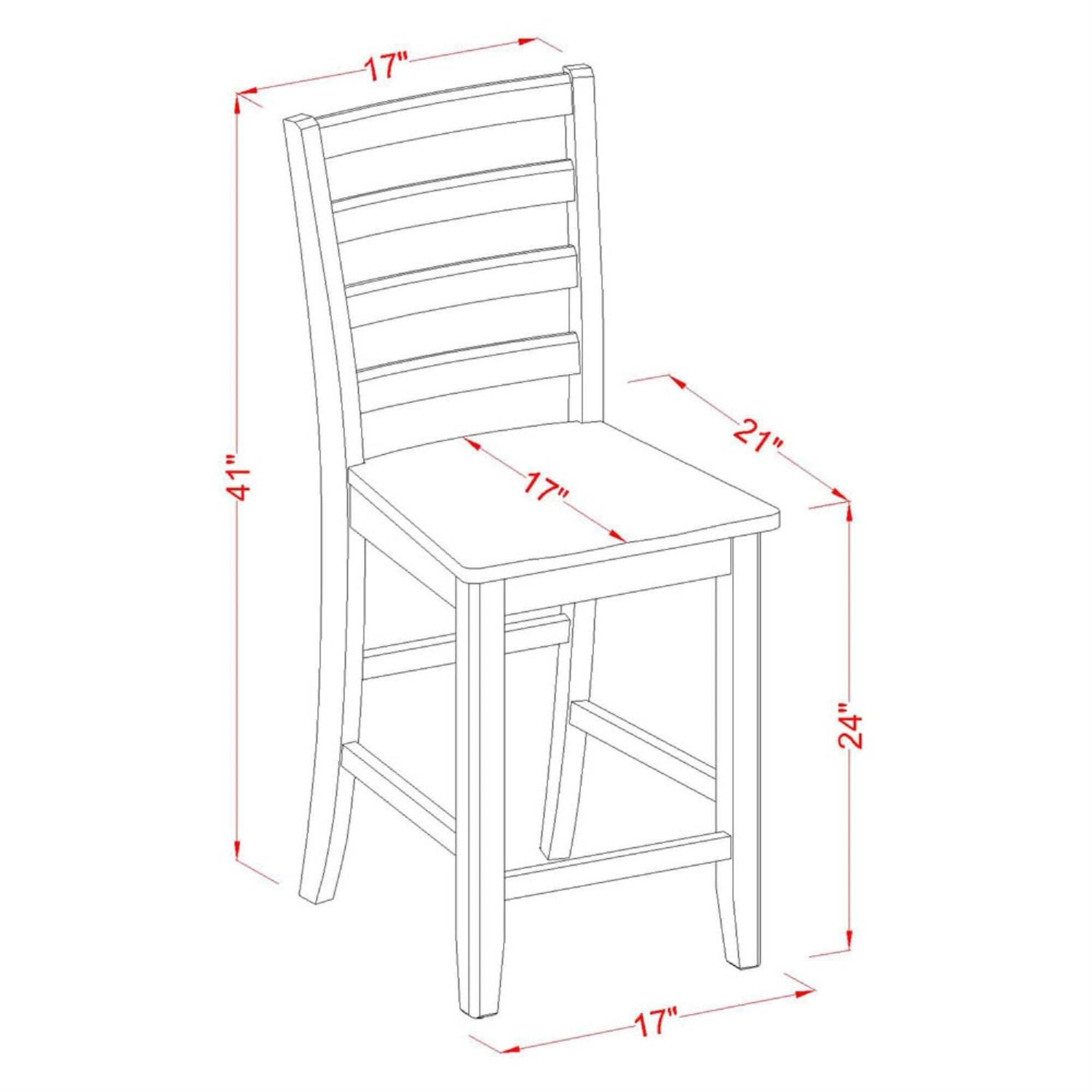 East West Furniture Fas-Cap-W Fairwind Counter Height Dining Stools - Ladder Back Wood Seat Chairs, Set Of 2, Cappuccino