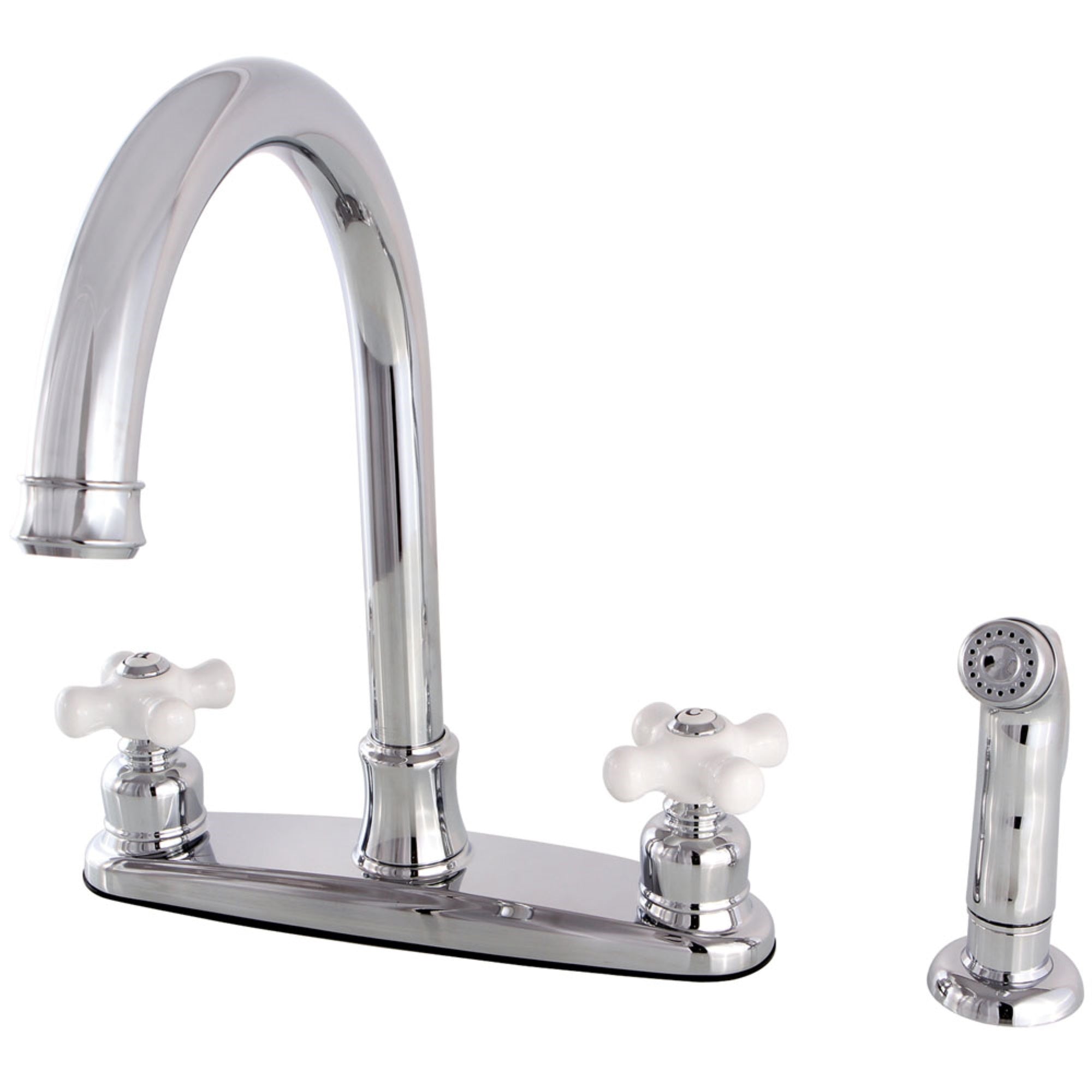 Kingston Brass Fb7791Pxsp Victorian 8-Inch Centerset Kitchen Faucet With Sprayer, Polished Chrome