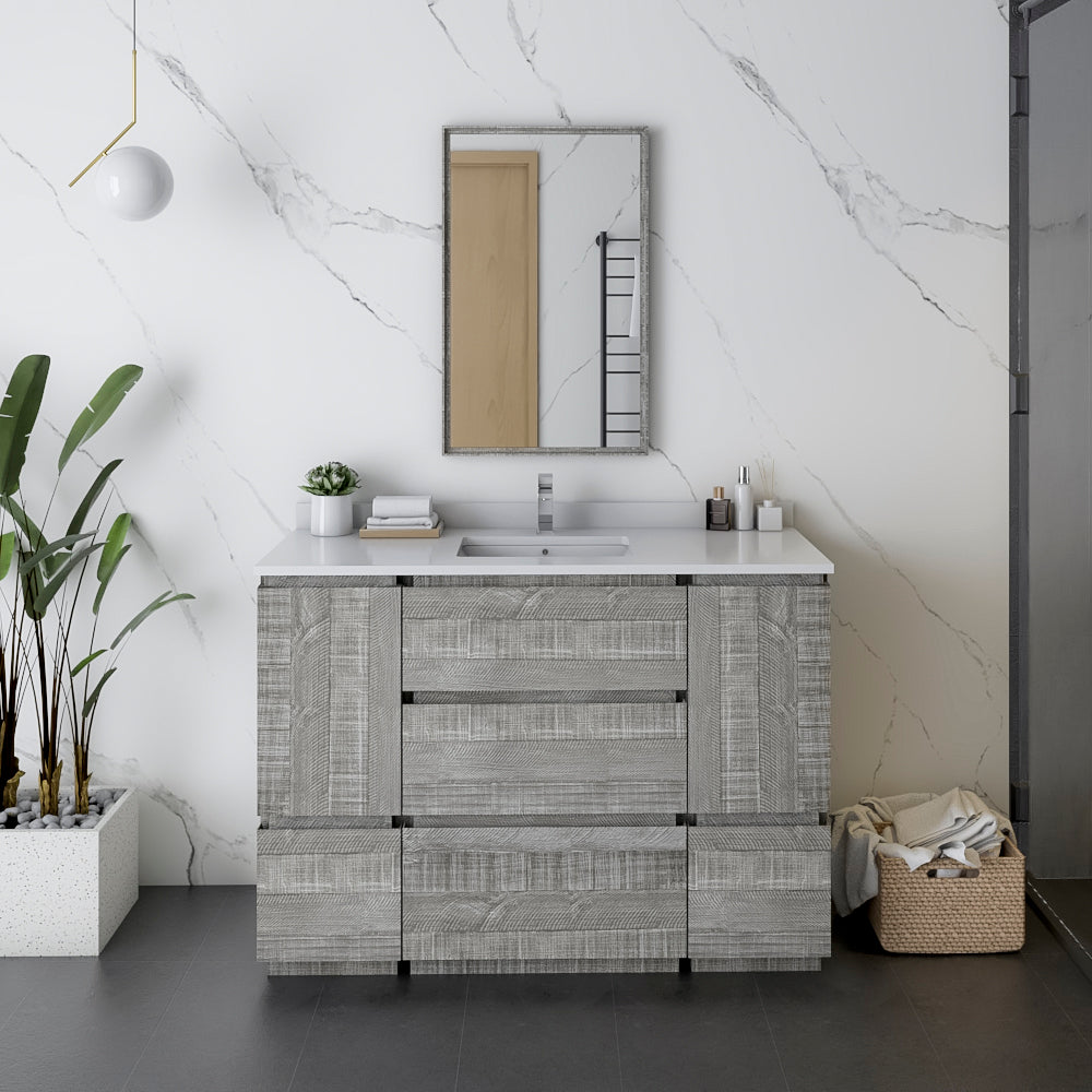 Fresca Formosa 48 Floor Standing Modern Bathroom Cabinet W/ Top & Sink In Ash