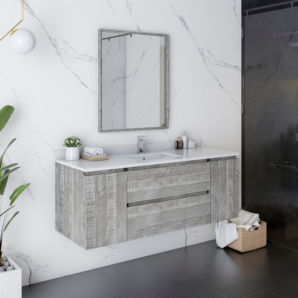 Fresca Formosa 54 Wall Hung Modern Bathroom Cabinet W/ Top & Sink In Ash