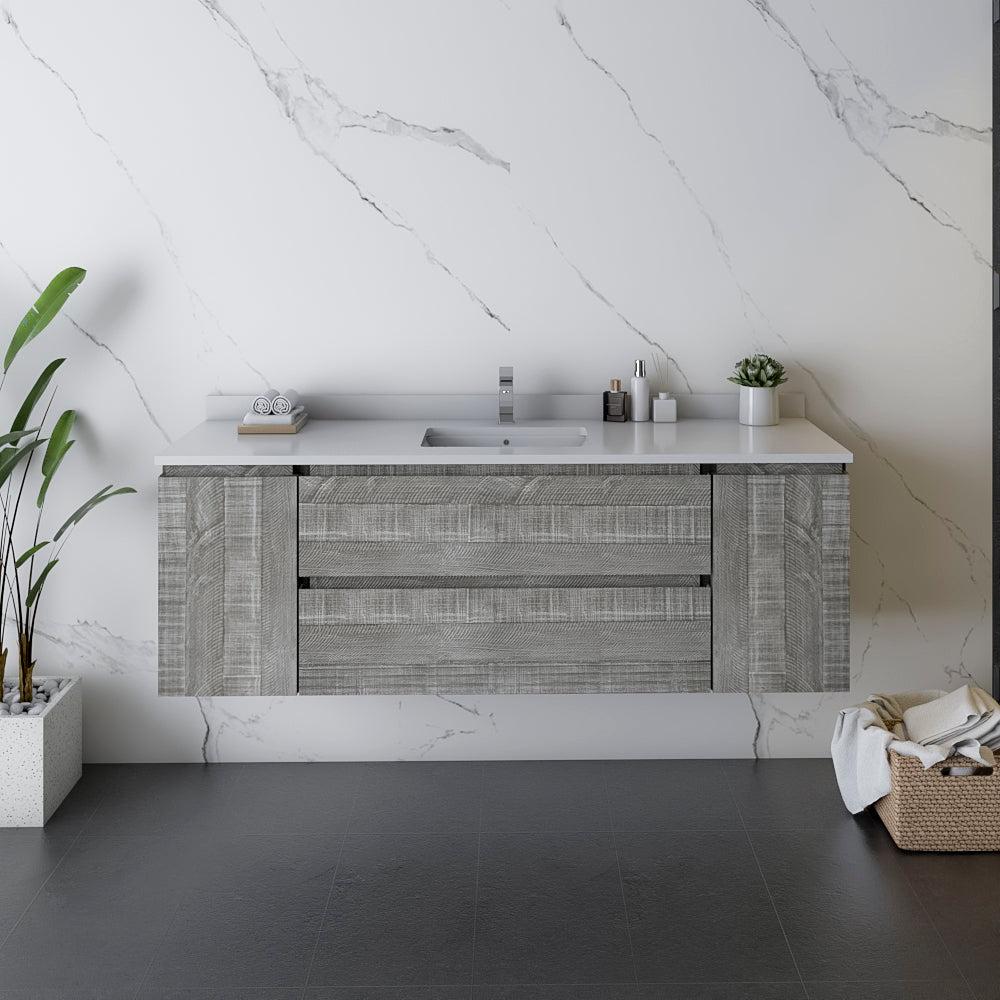 Fresca Formosa 59 Wall Hung Single Sink Modern Bathroom Cabinet In Ash