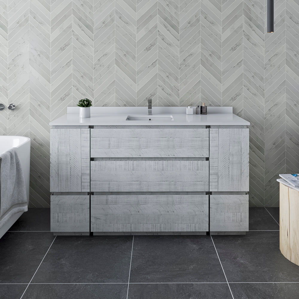 Fresca Formosa 59 Floor Standing Single Sink Modern Bathroom Cabinet In Rustic White