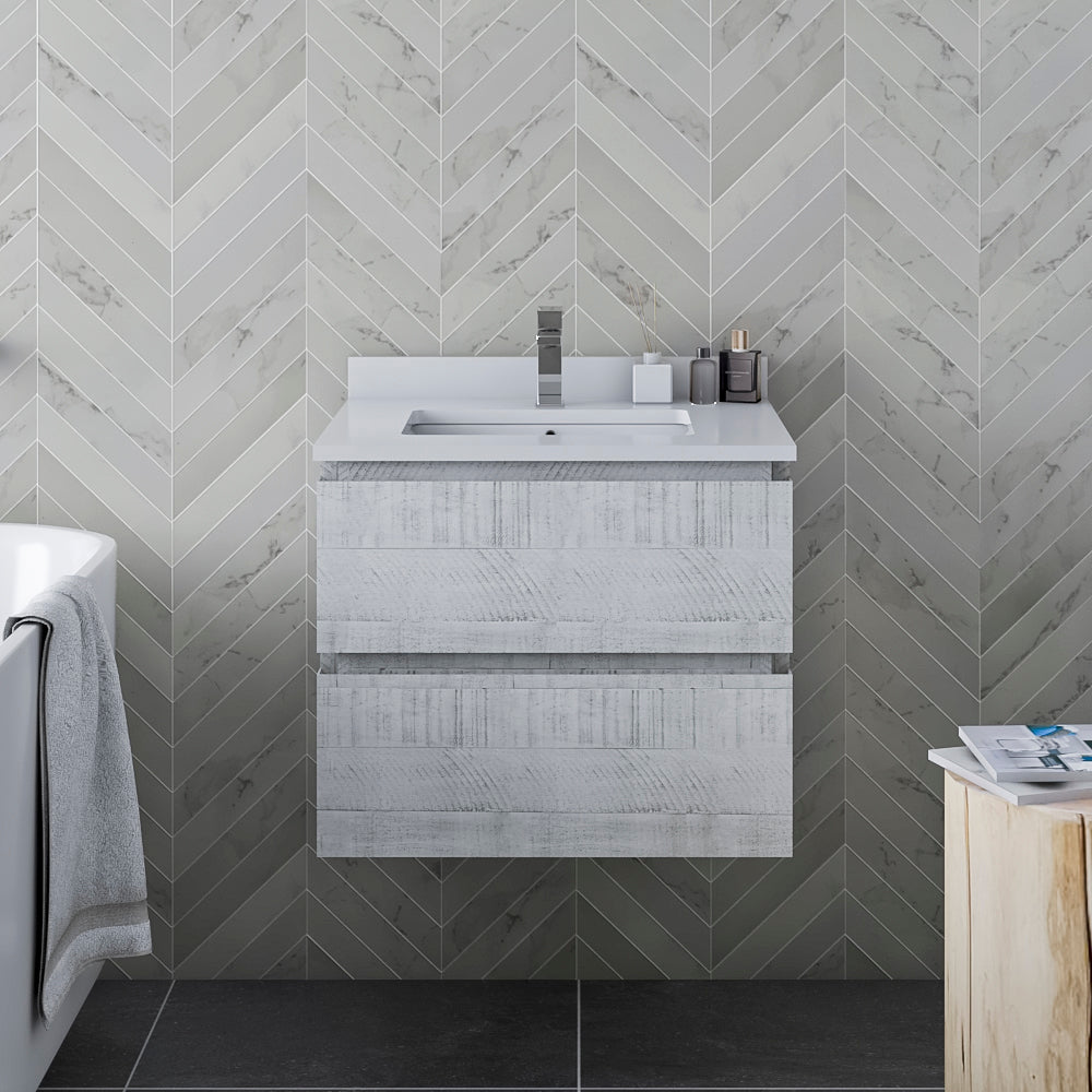 Fresca Formosa 23 Wall Hung Modern Bathroom Cabinet In Rustic White