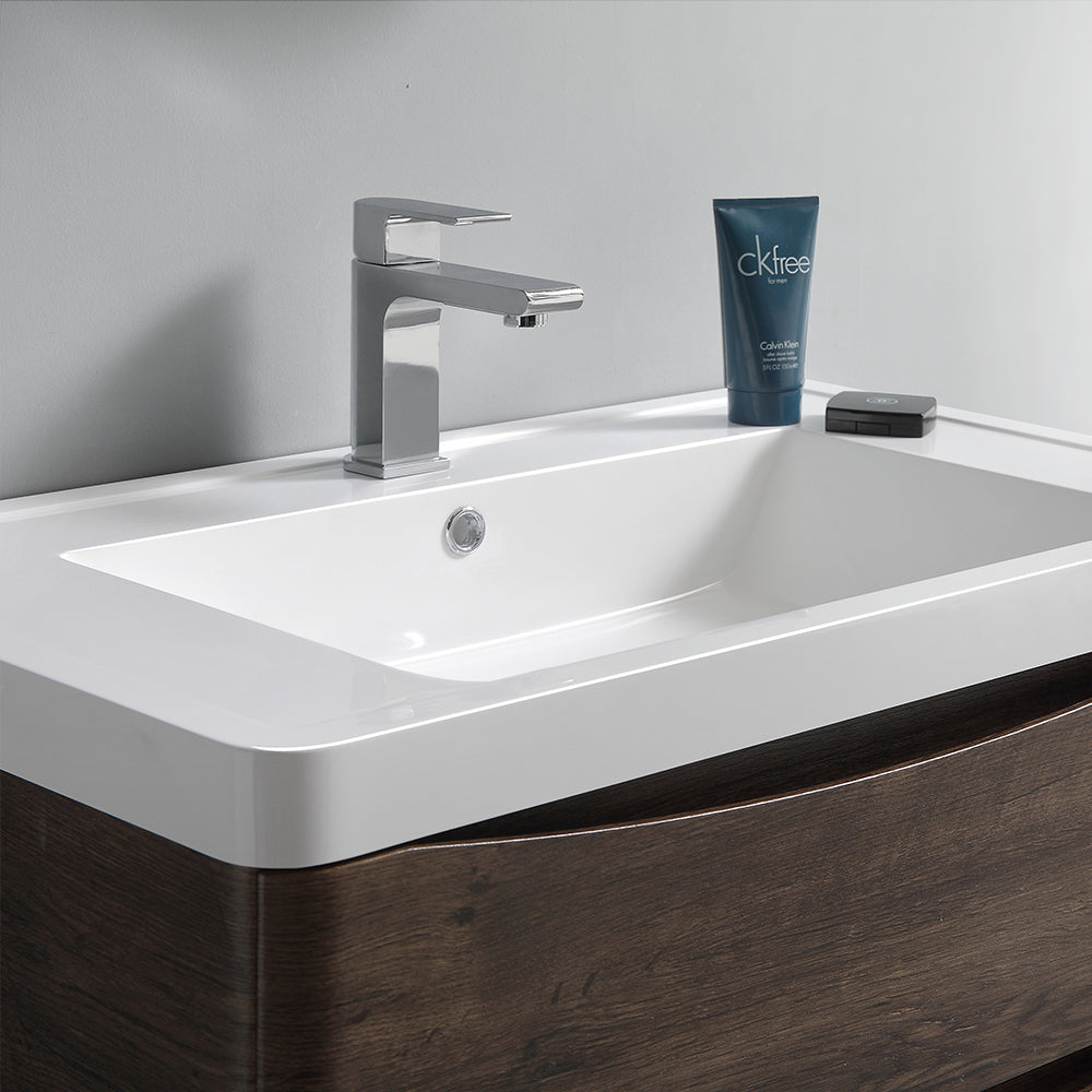 Fresca Tuscany 24 Rosewood Wall Hung Modern Bathroom Cabinet W/ Integrated Sink