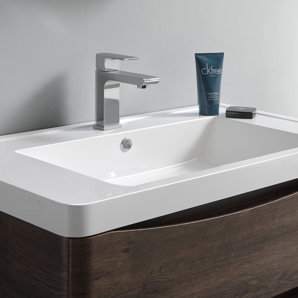 Fresca Tuscany 36 Rosewood Wall Hung Modern Bathroom Cabinet W/ Integrated Sink
