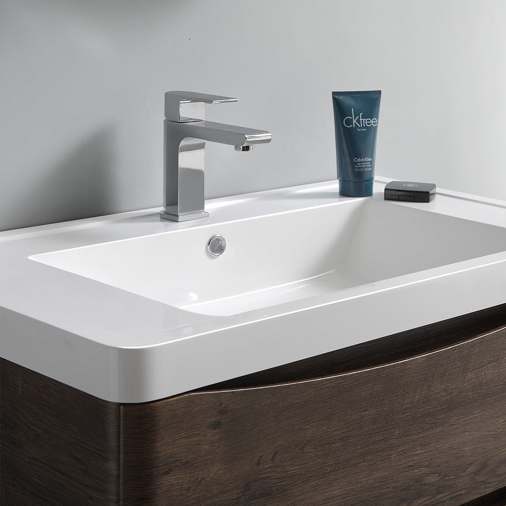 Fresca Tuscany 48 Rosewood Wall Hung Modern Bathroom Cabinet W/ Integrated Sink