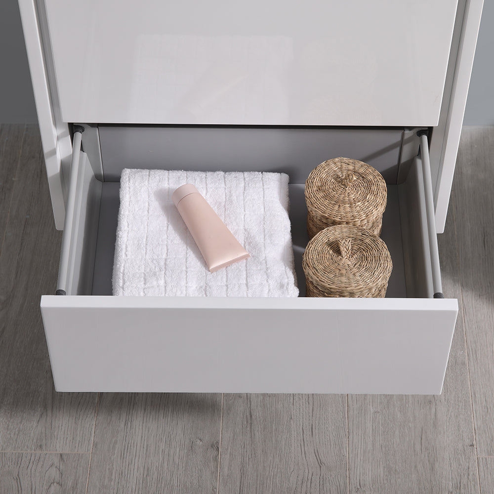 Fresca Catania 24 Glossy White Wall Hung Modern Bathroom Cabinet W/ Integrated Sink