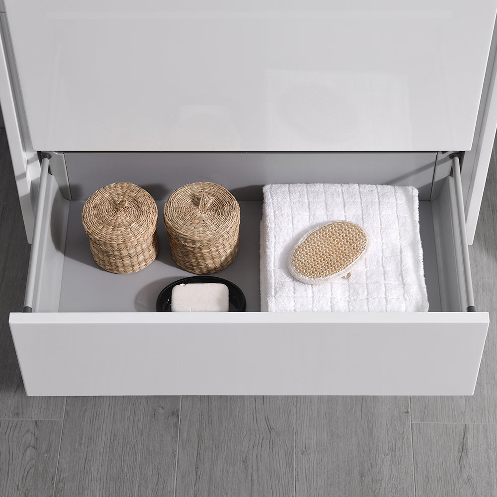 Fresca Catania 30 Glossy White Wall Hung Modern Bathroom Cabinet W/ Integrated Sink