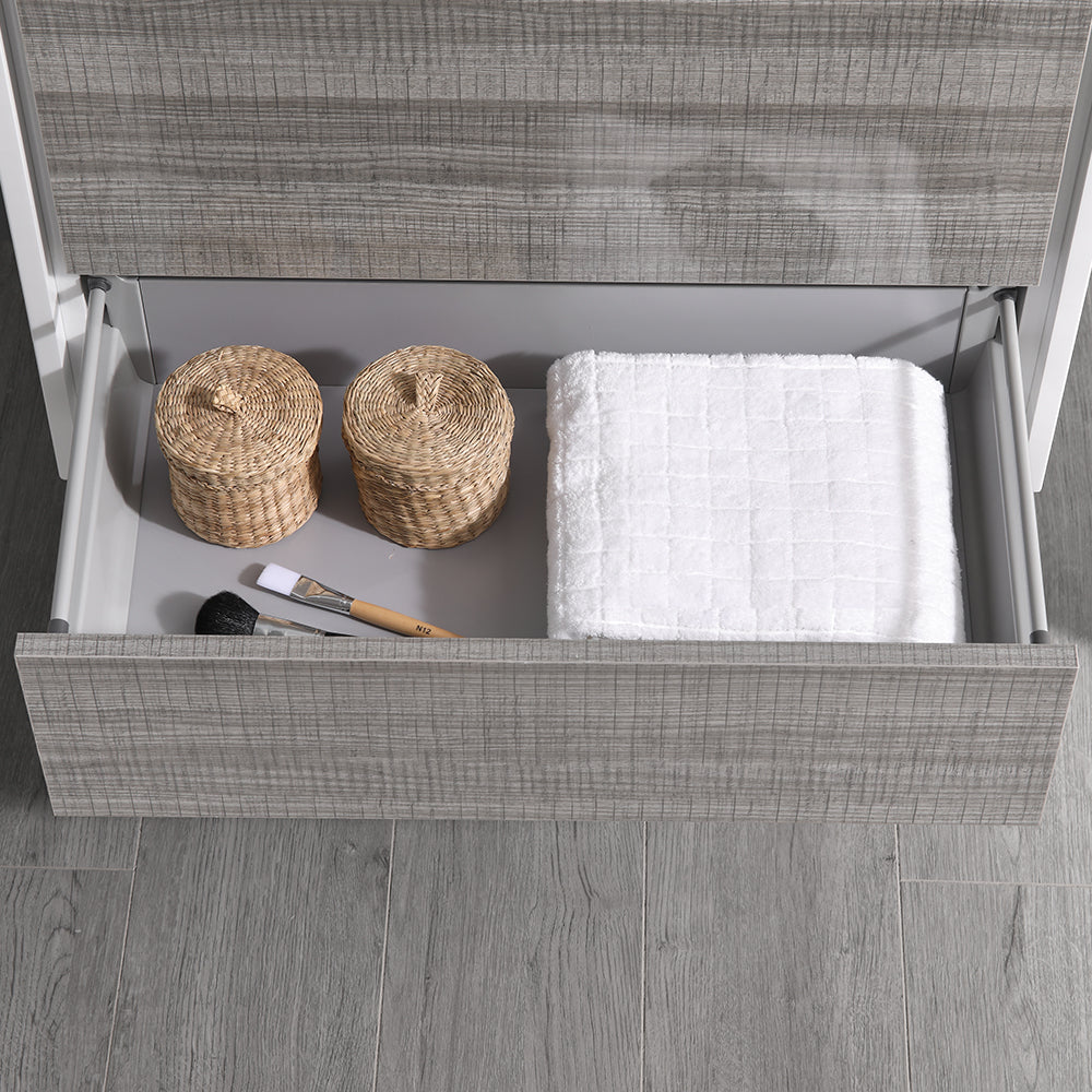 Fresca Catania 36 Glossy Ash Gray Wall Hung Modern Bathroom Cabinet W/ Integrated Sink