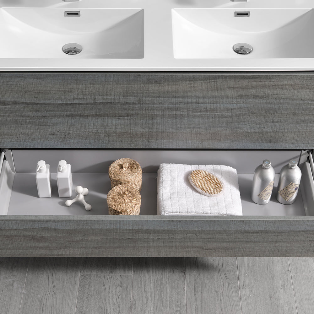 Fresca Catania 48 Ocean Gray Wall Hung Modern Bathroom Cabinet W/ Integrated Double Sink