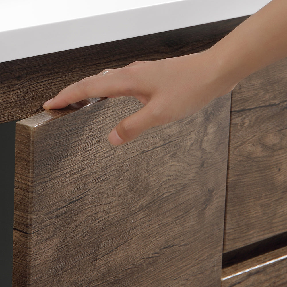 Fresca Lazzaro 84 Rosewood Free Standing Double Sink Modern Bathroom Cabinet W/ Integrated Sinks